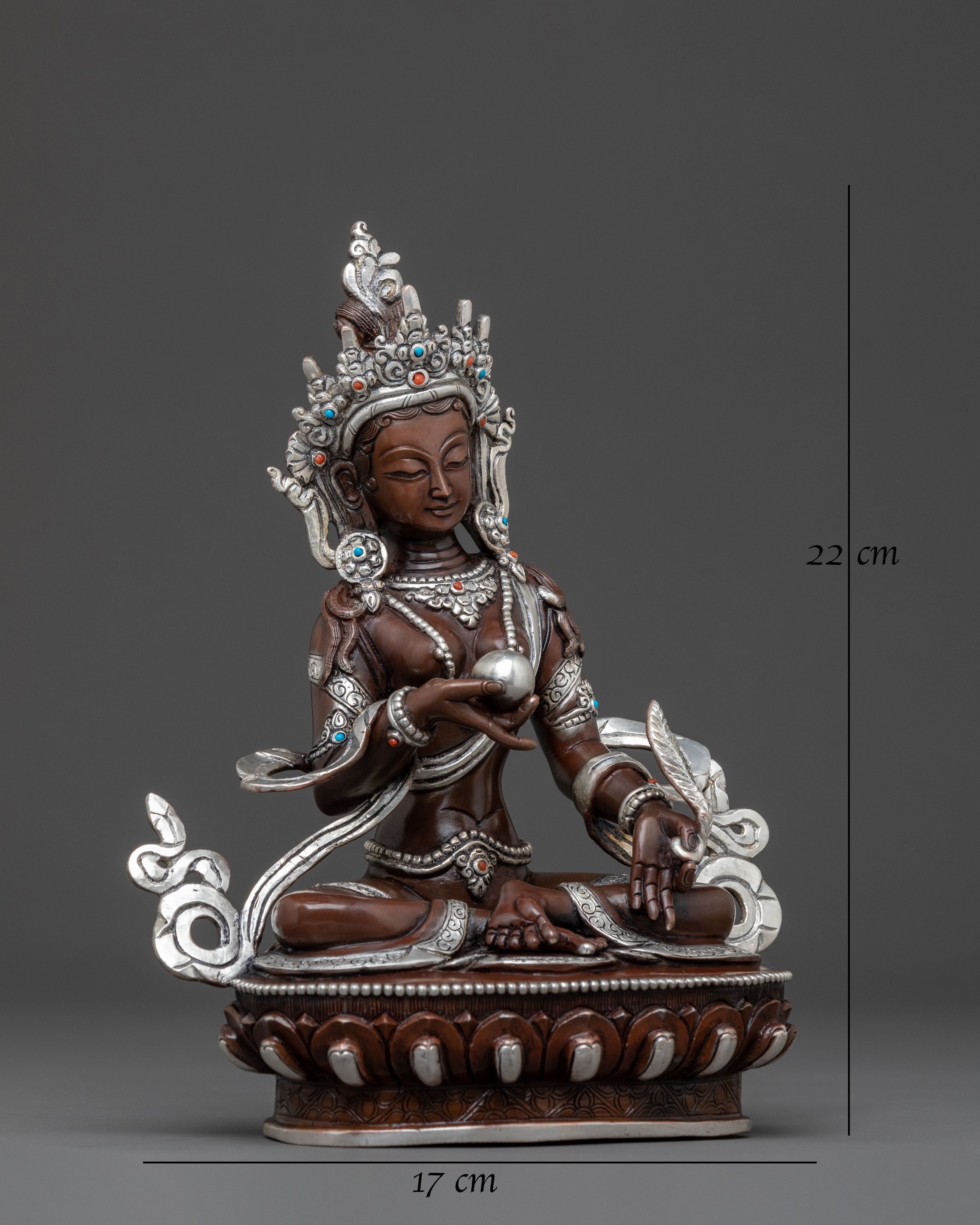 Kshitigarbha Spiritual Statue | Silver Plated Figure