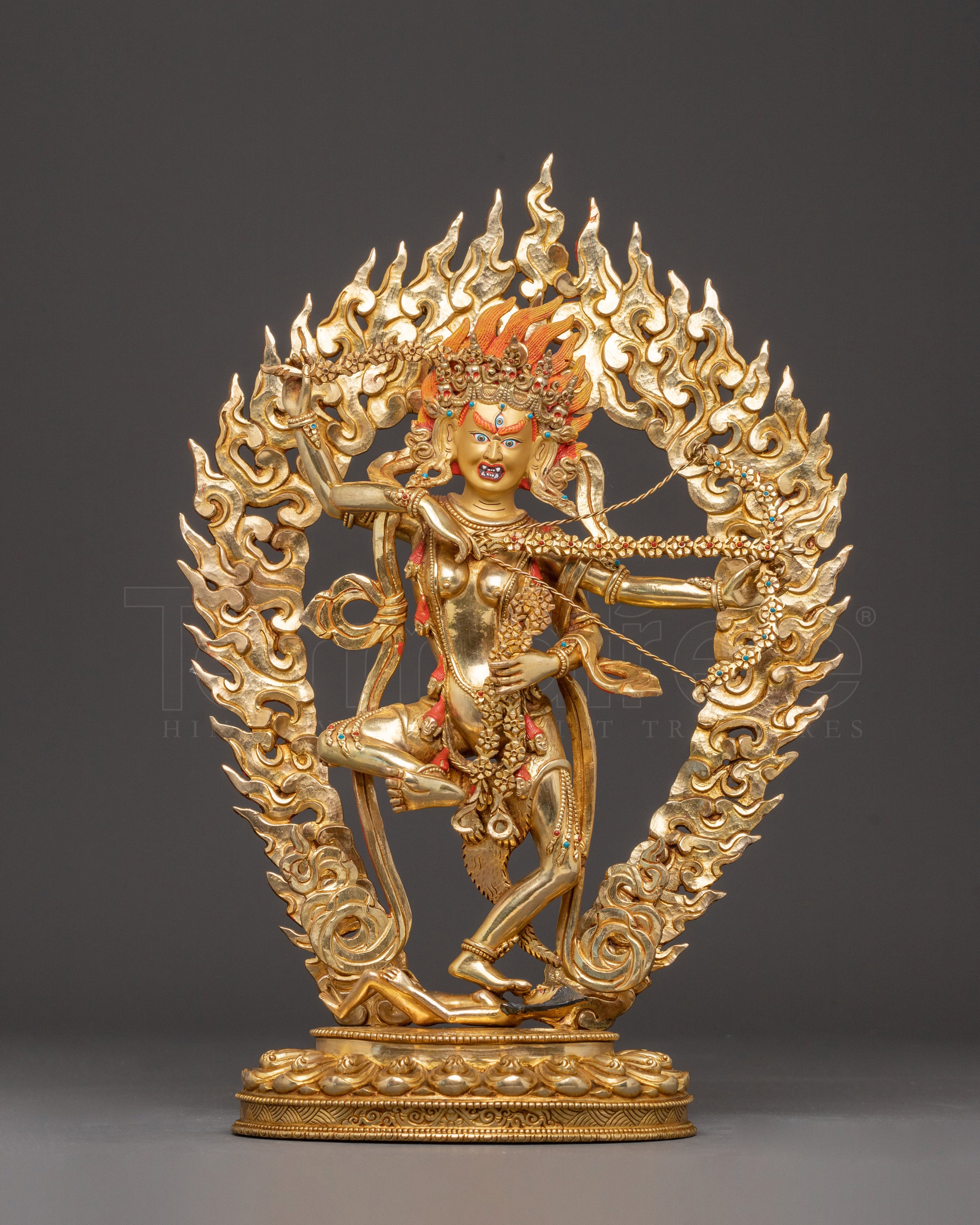 Golden Kurukulla Handmade Statue | Tibetan Buddhist Figurine