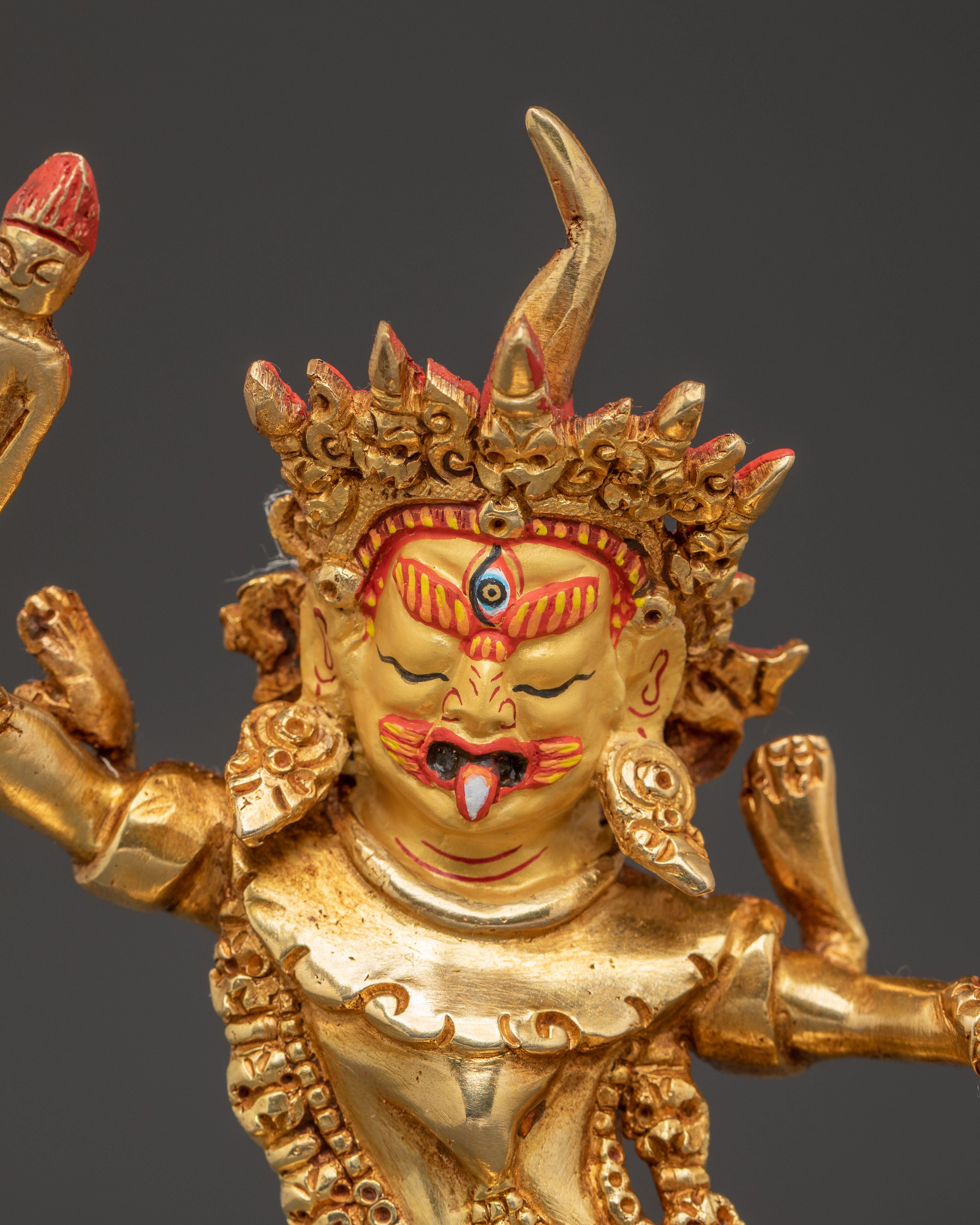 Three Tibetan Protector Deities Statue Set | Rahula, Dorje Legpa & Ekajati Statue Set
