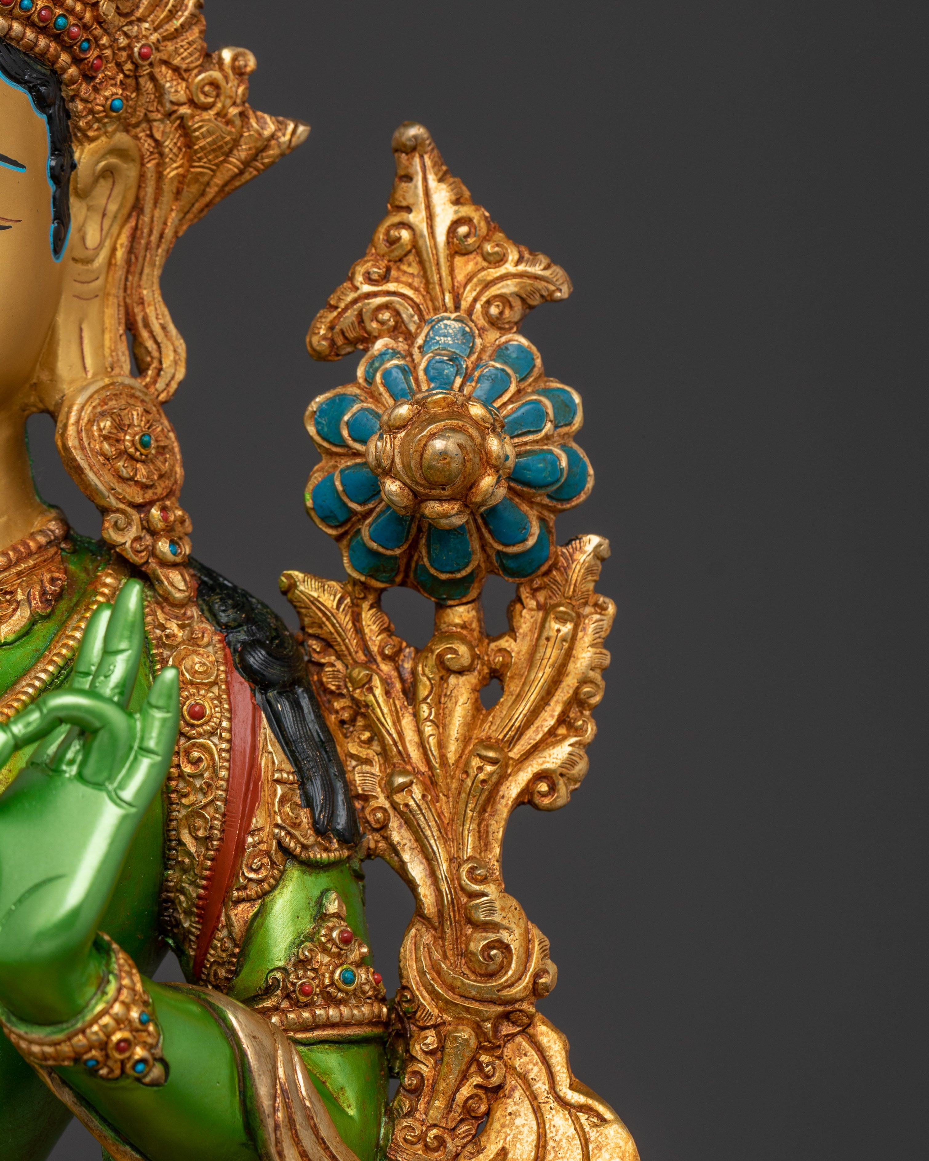 Mother Green Tara Statue | Lotus Seated Guardian