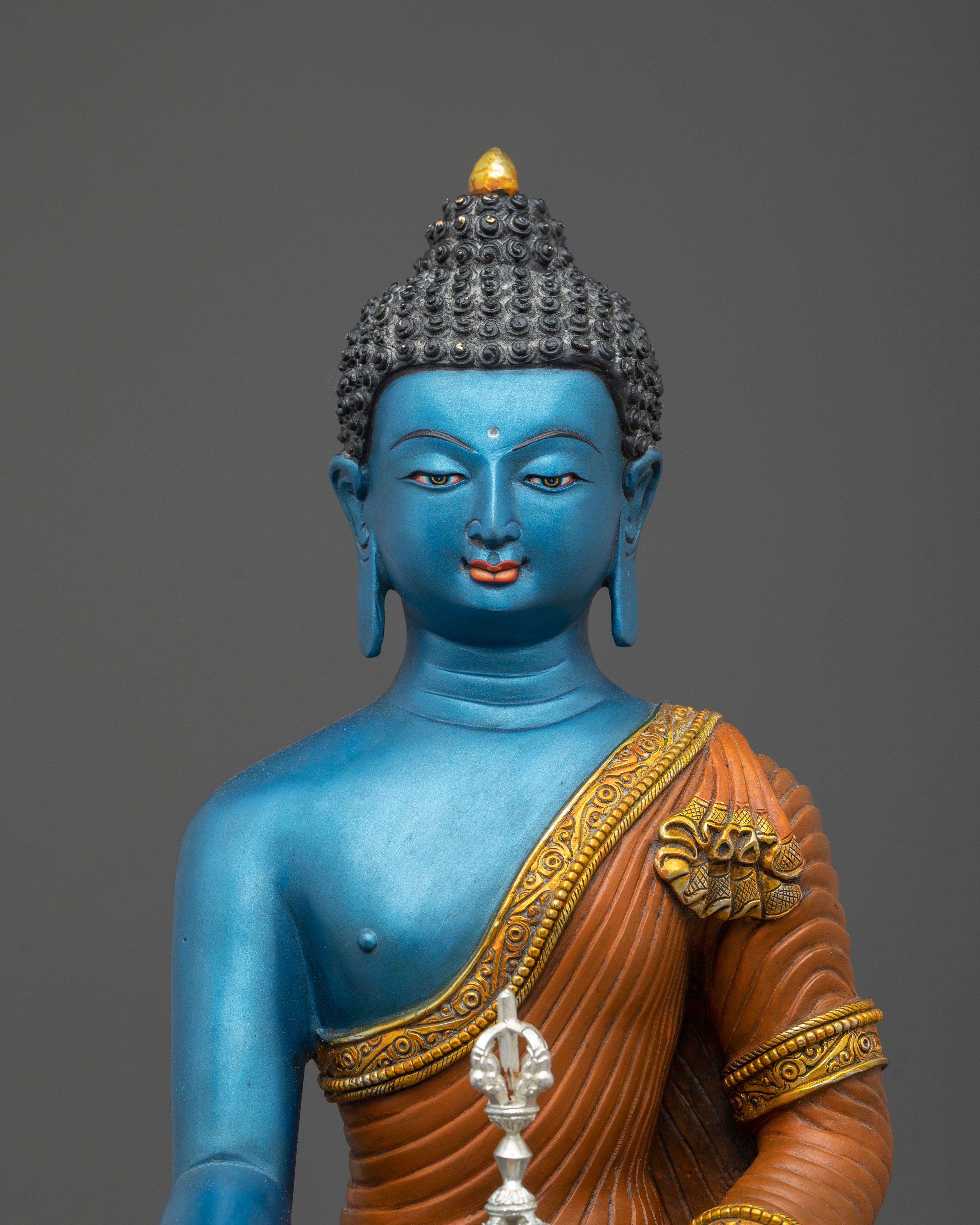 Tibetan Buddhist Mitrugpa Sculpture | Gold Painted Copper Statue