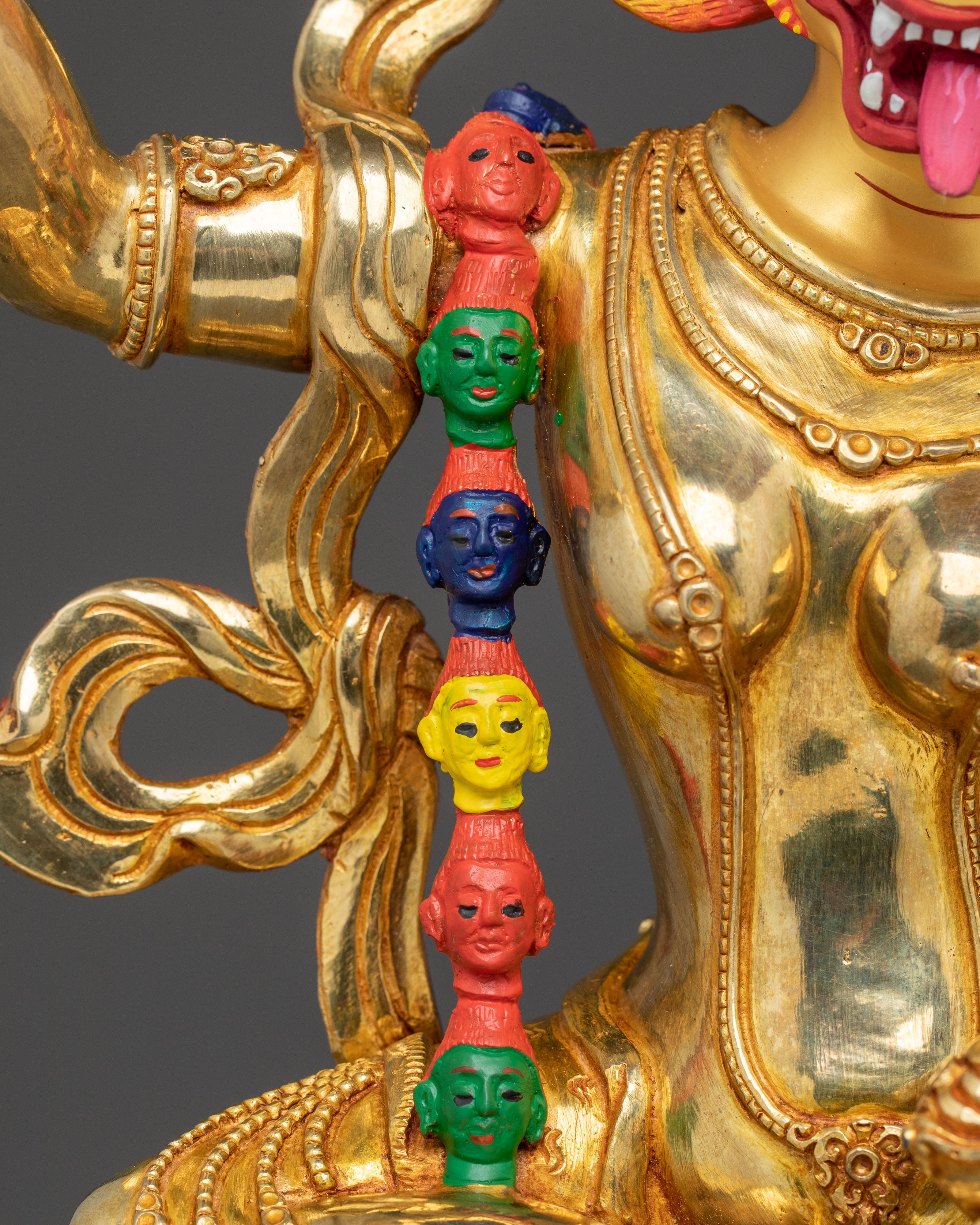 Simhamukha Statue the Remover of Obstacles - Exquisite 24K Gold Gilded Copper