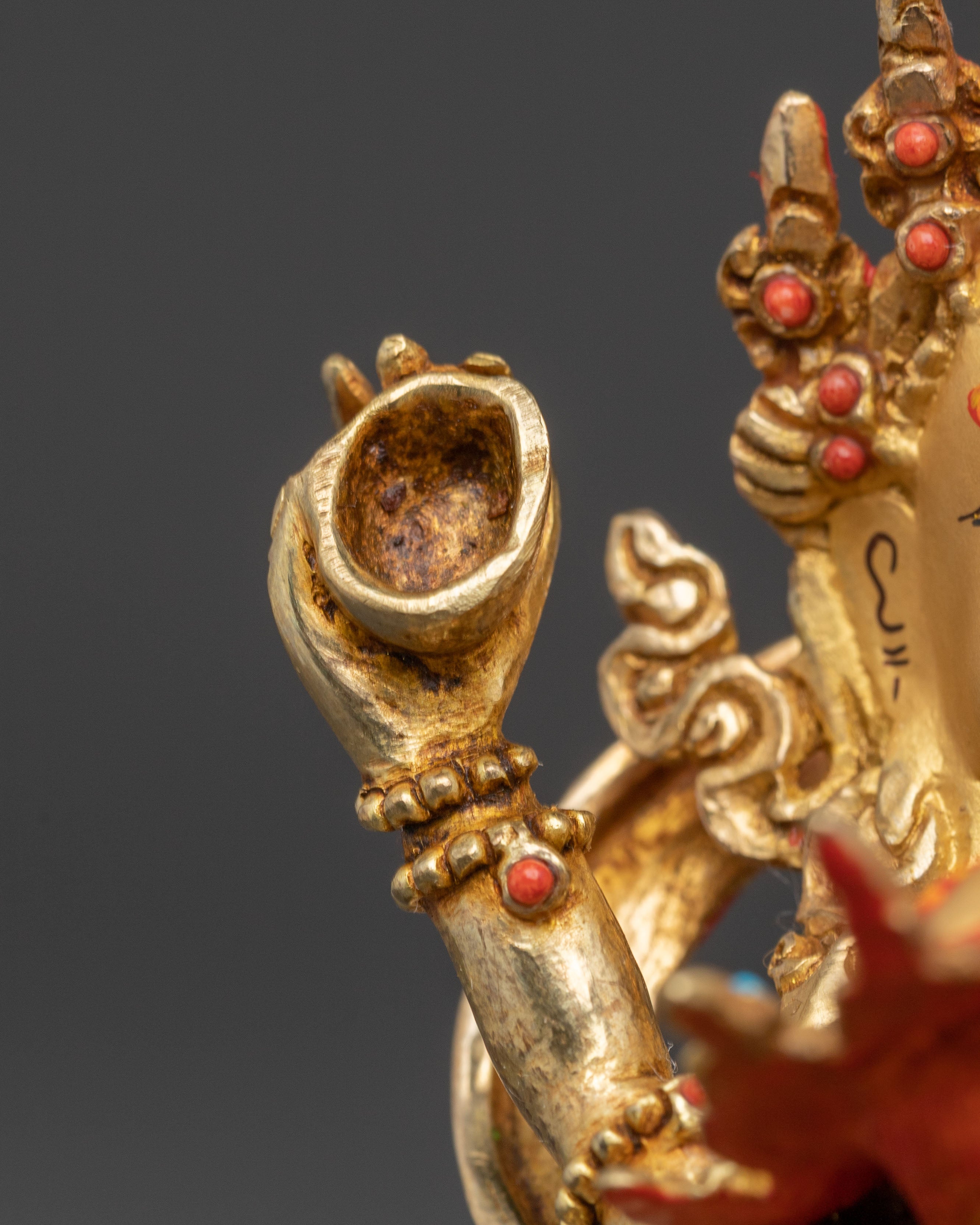 Chakrasamvara Handmade Golden Buddhist Statue | Tibetan Sculpture for Altar