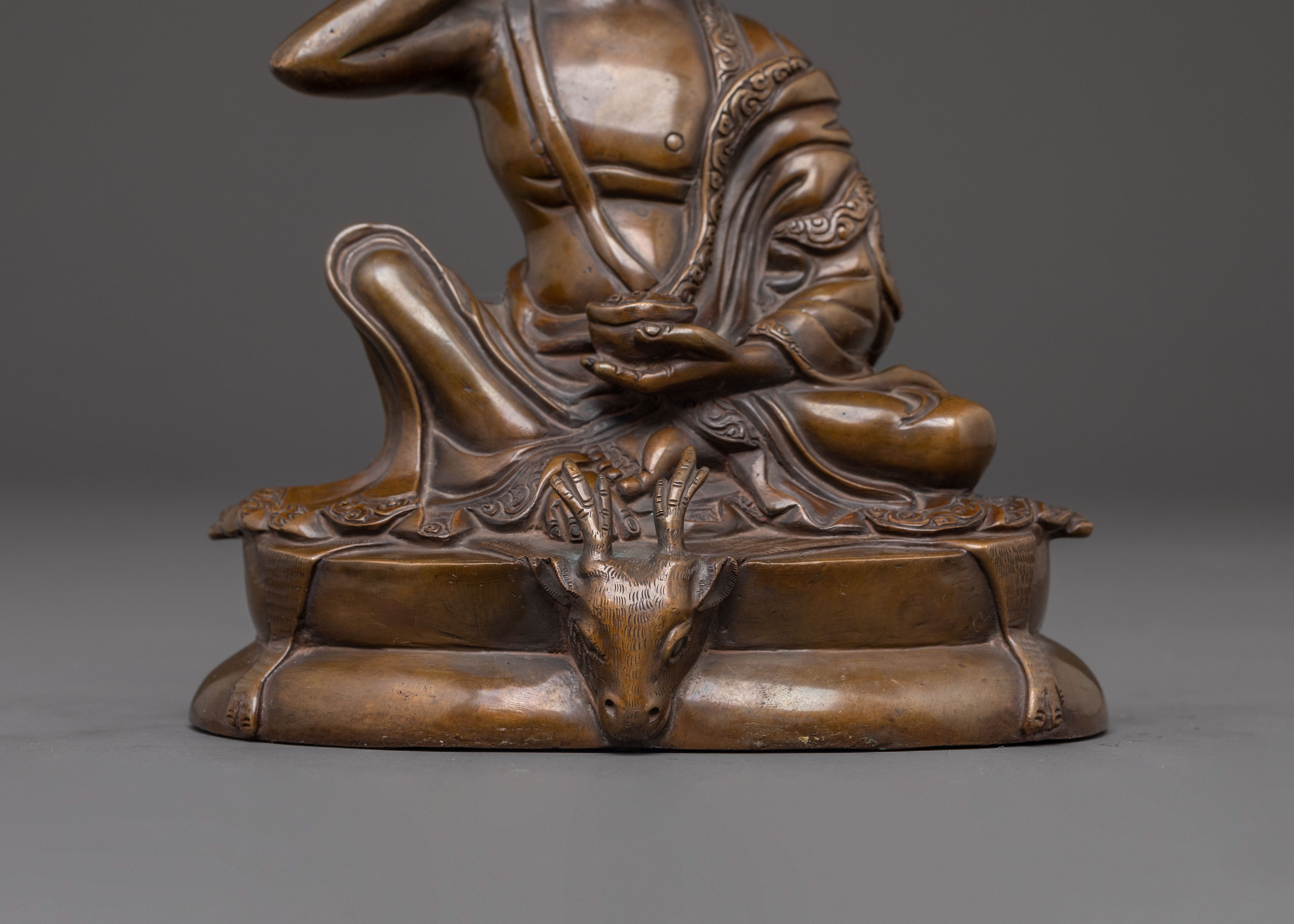 Handmade Milarepa Oxidized Statue | Tibetan Yogi and Poet