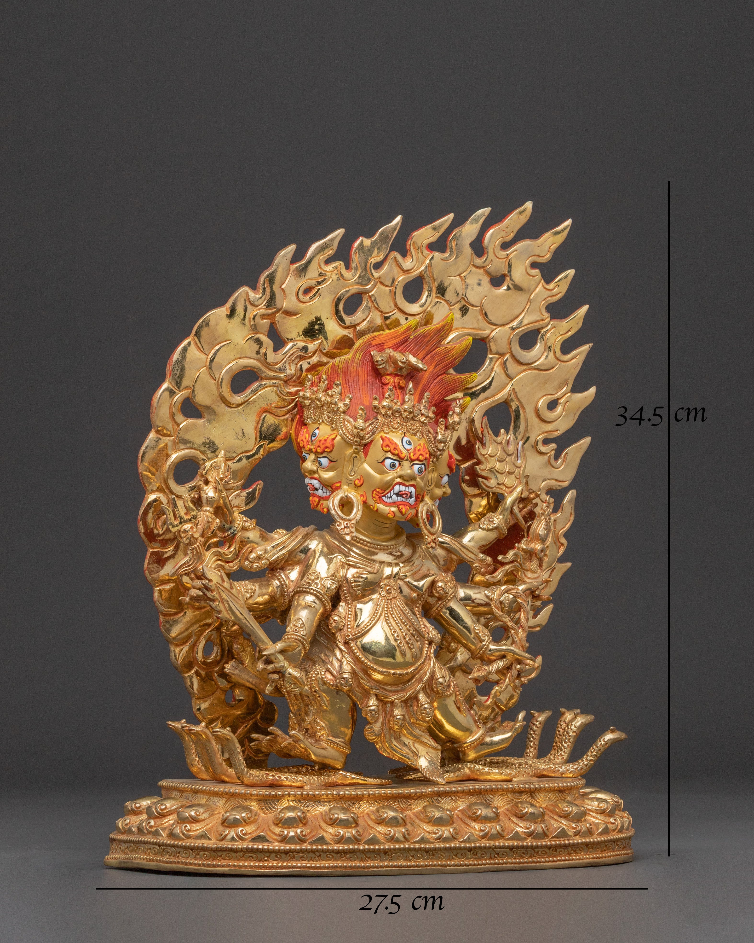 Hayagriva Dharma Guardian Statue - 24K Gold Gilded