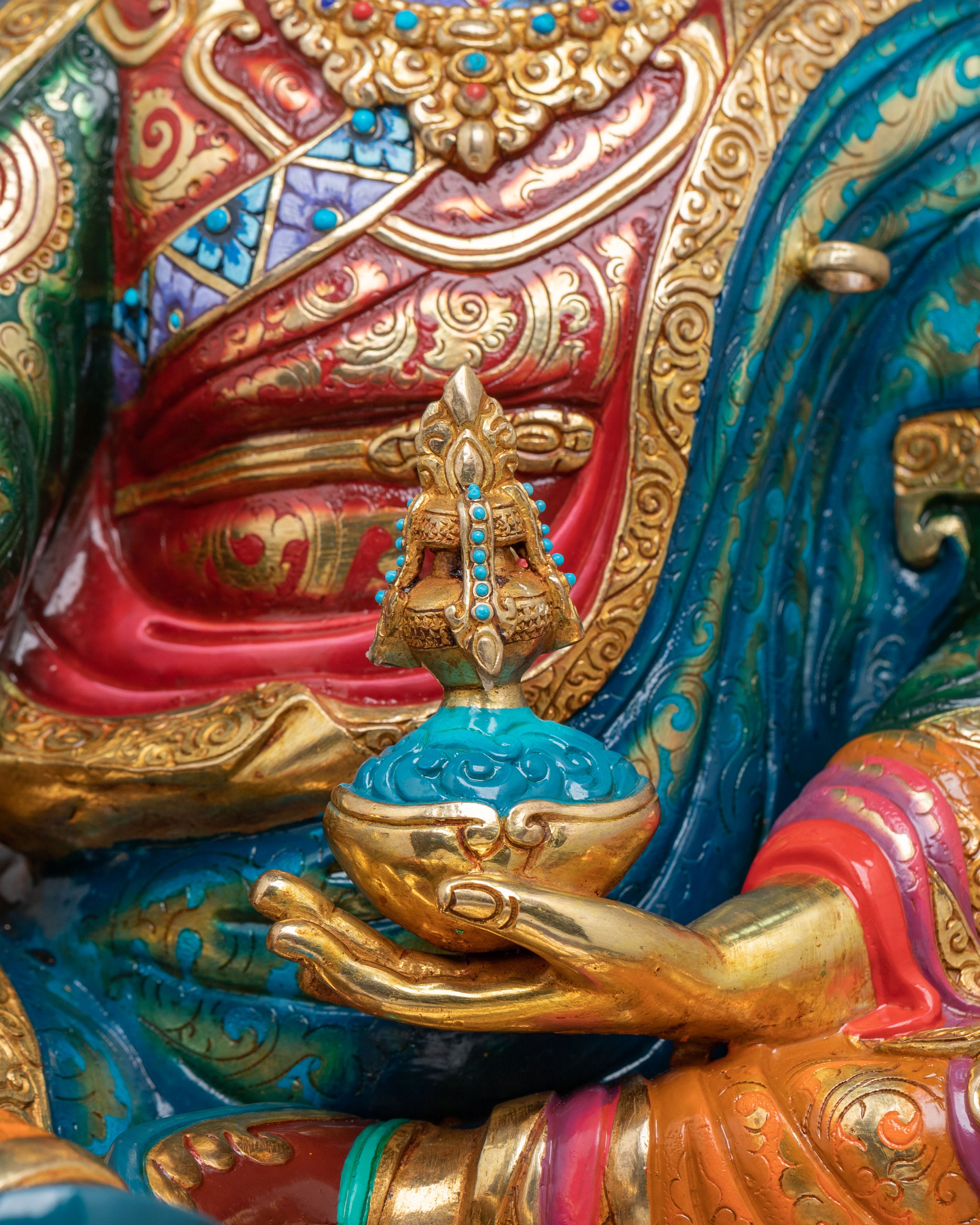 Magnificent Guru Rinpoche Vajra Master Statue | 24K Gold Gilded