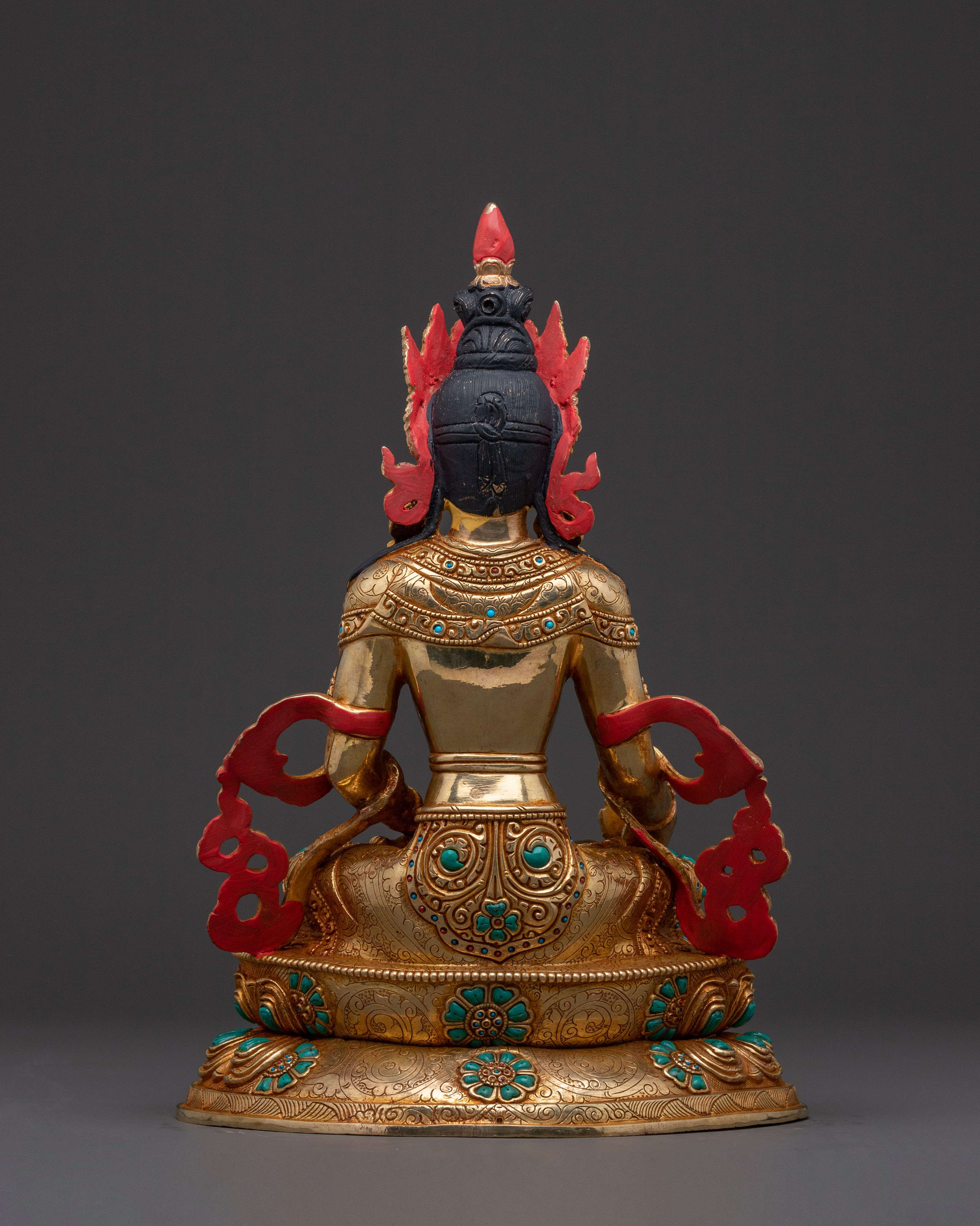 Golden Kshitigarbha Copper Statue | Serene Devotional Art