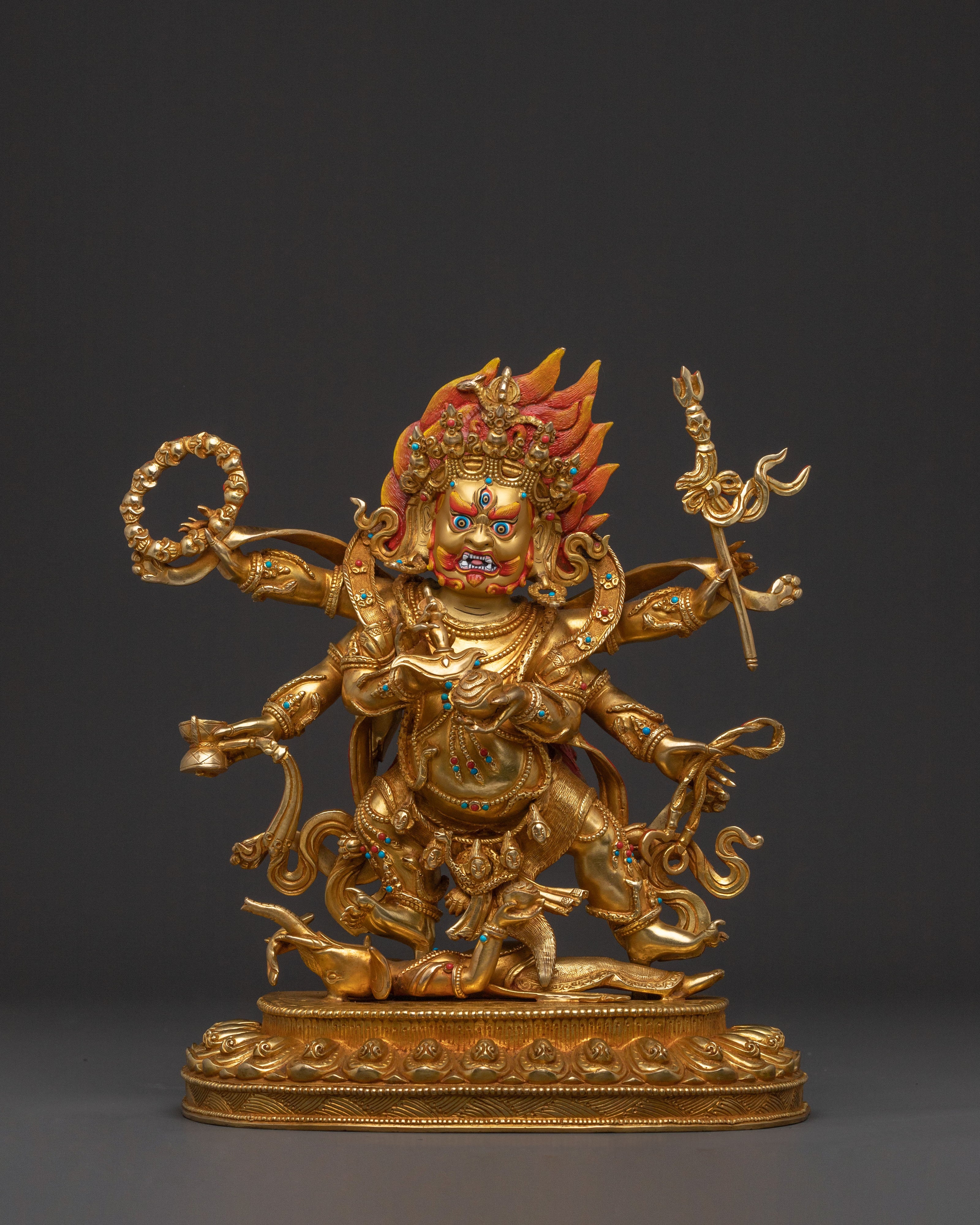 Six Armed Mahakala Traditional Statue | Sacred Icon