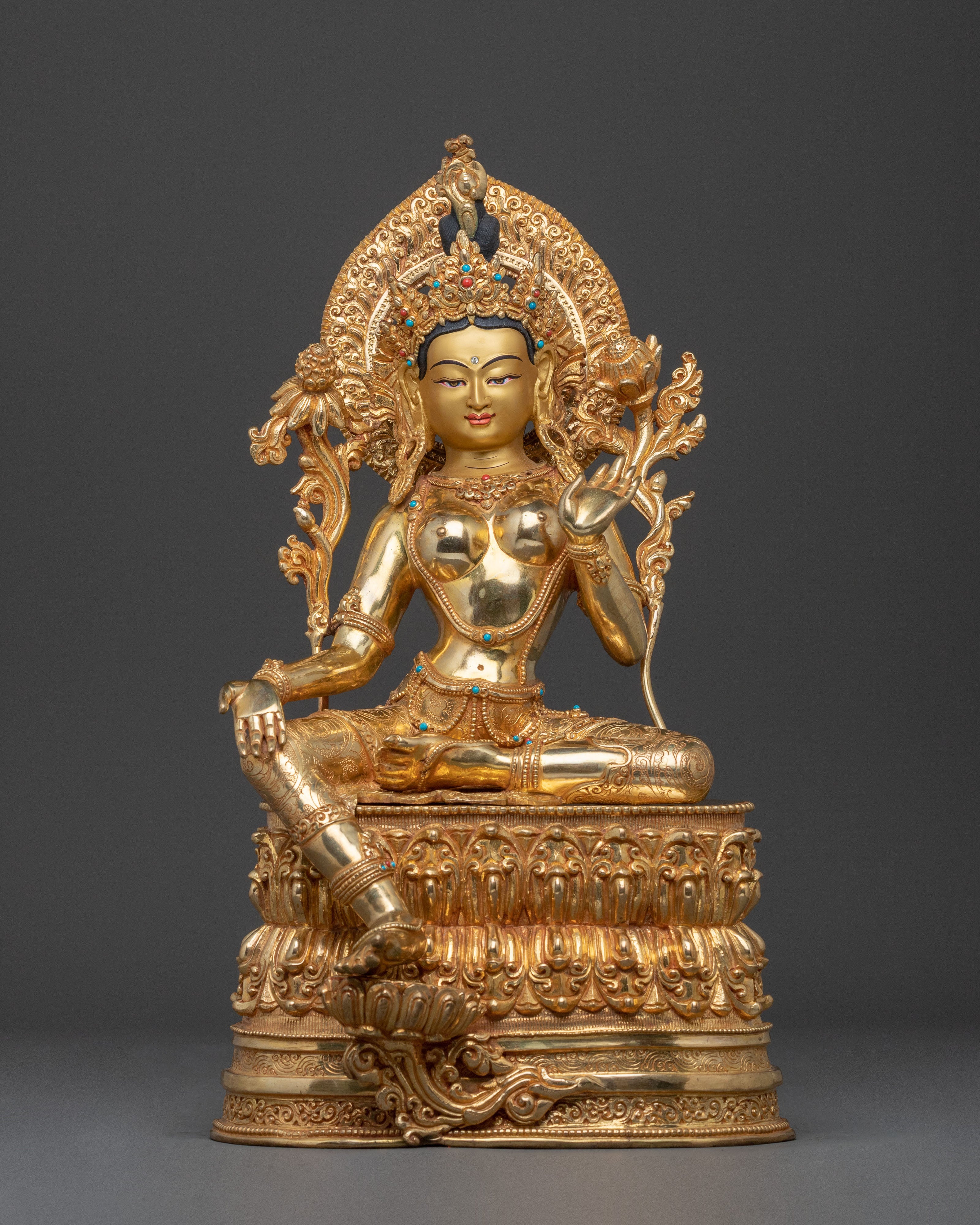Syama Tara Handcrafted Statue – Exquisite 24K Gold Gilded