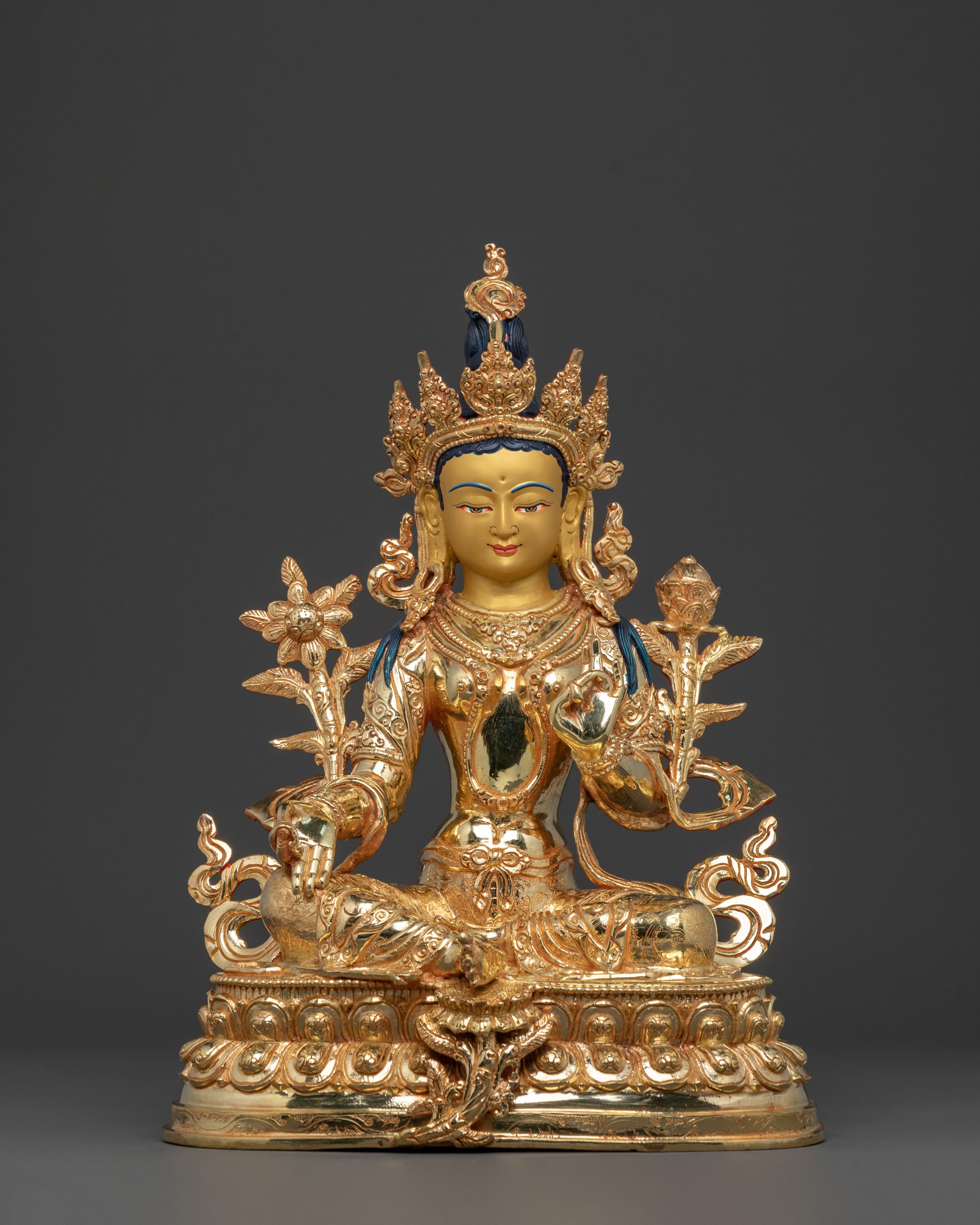 Mother Green Tara Peaceful Statue | Sacred Himalayan Buddhist Art