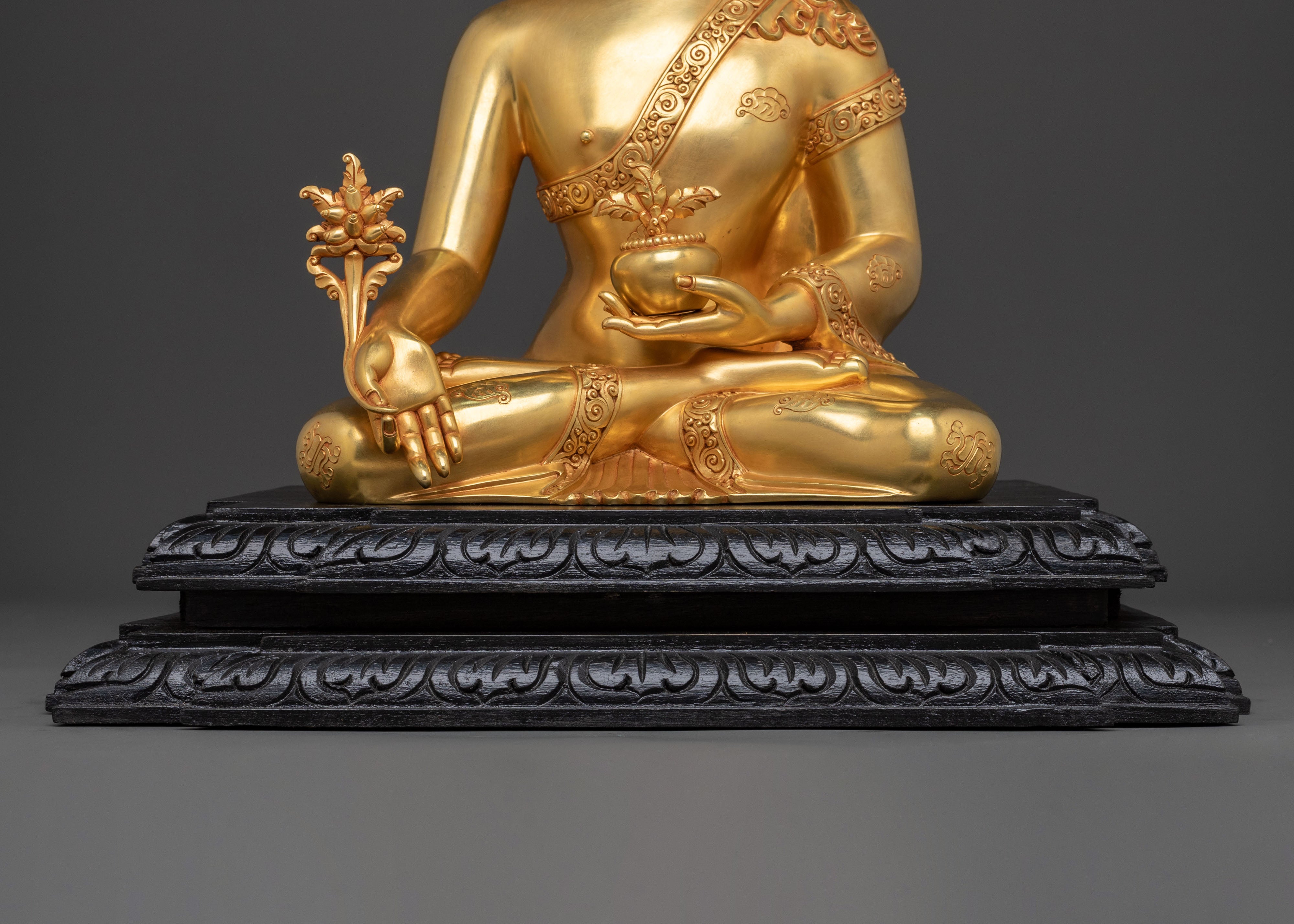 Handcrafted Medicine Buddha Spiritual Healing Statue | 24K Gold Gilding
