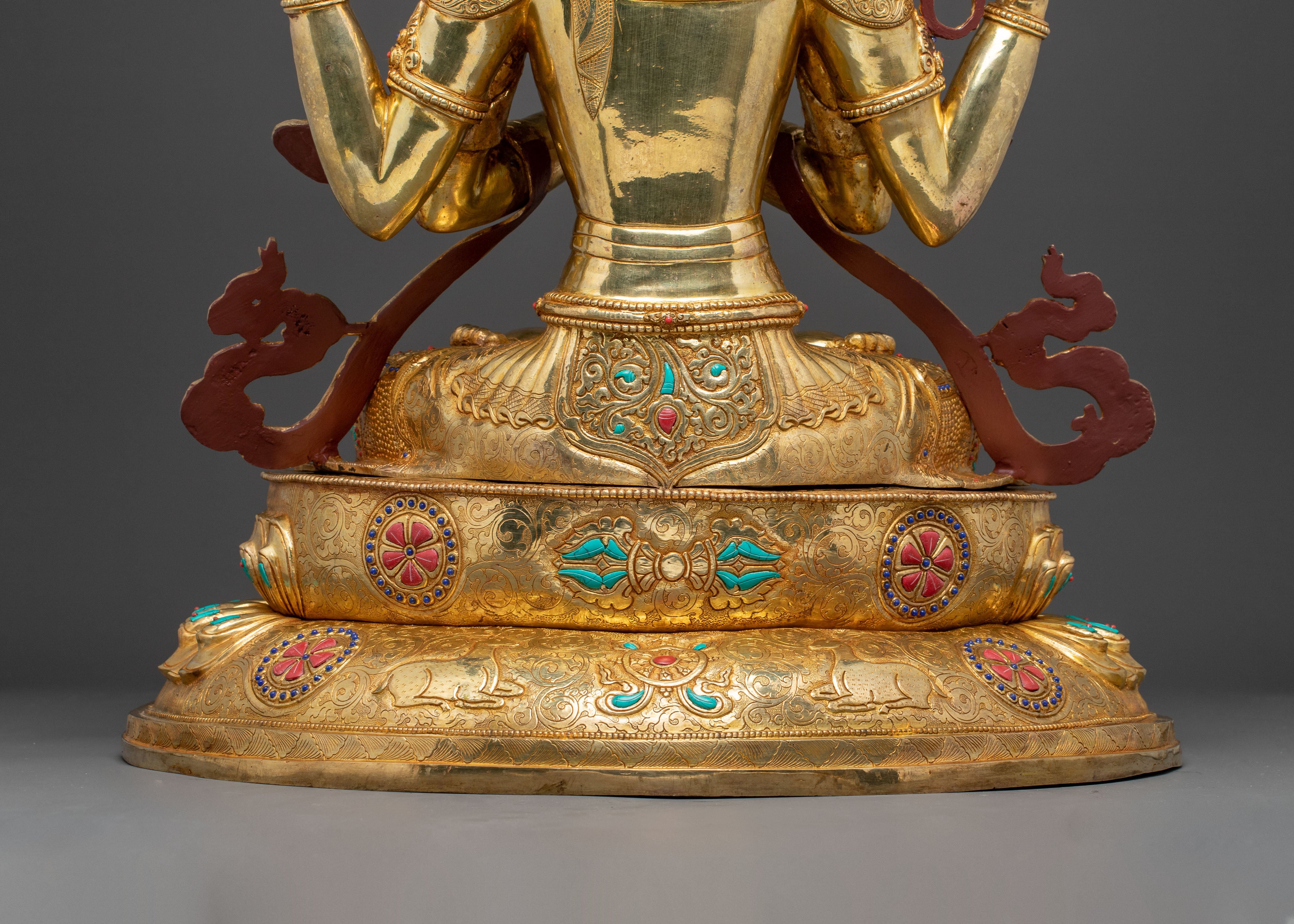 Handmade Golden Statue of Chenrezig: Bodhisattva of Compassion