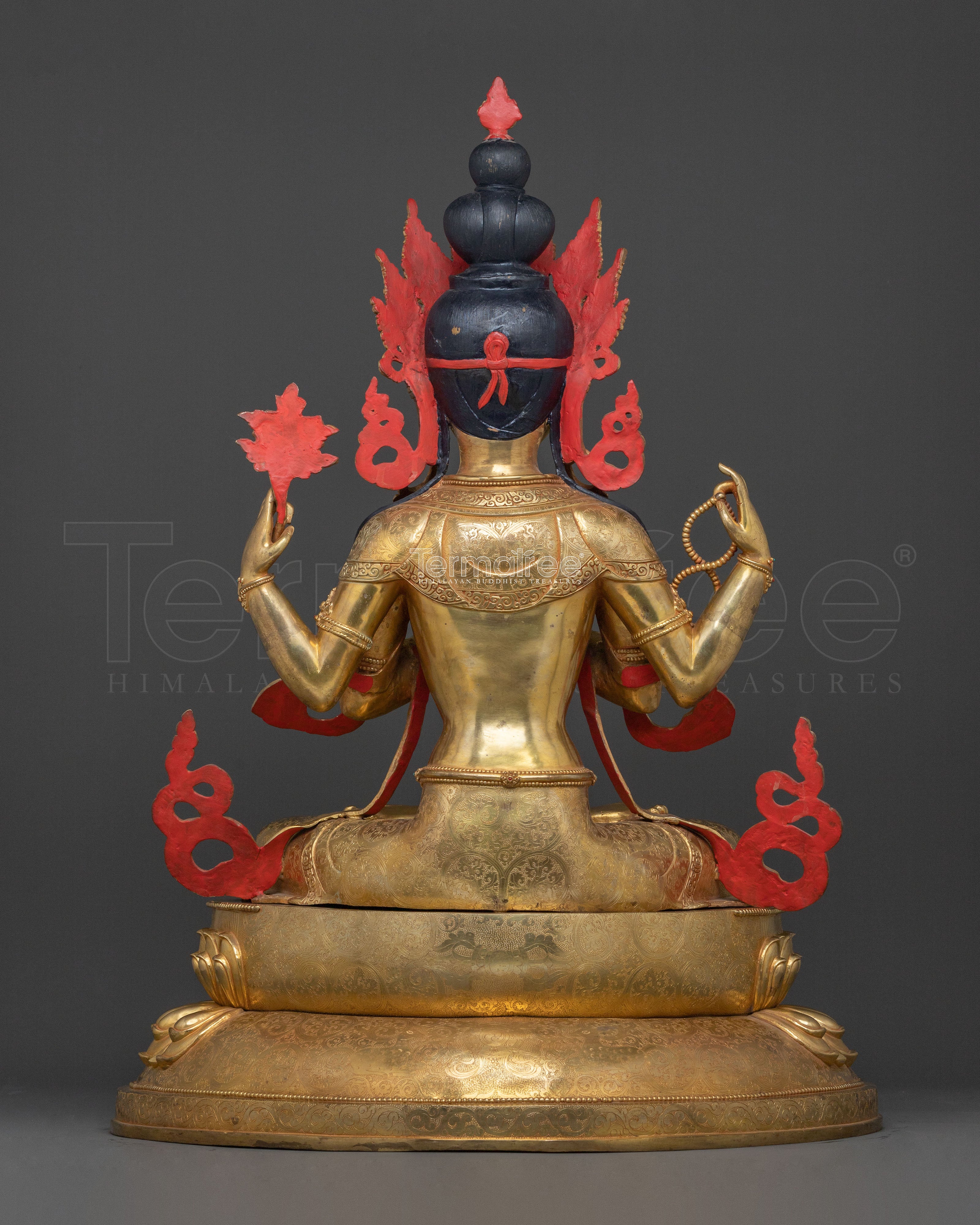 Bodhisattva Compassion Chenrezig Statue with 24K Gold Glided