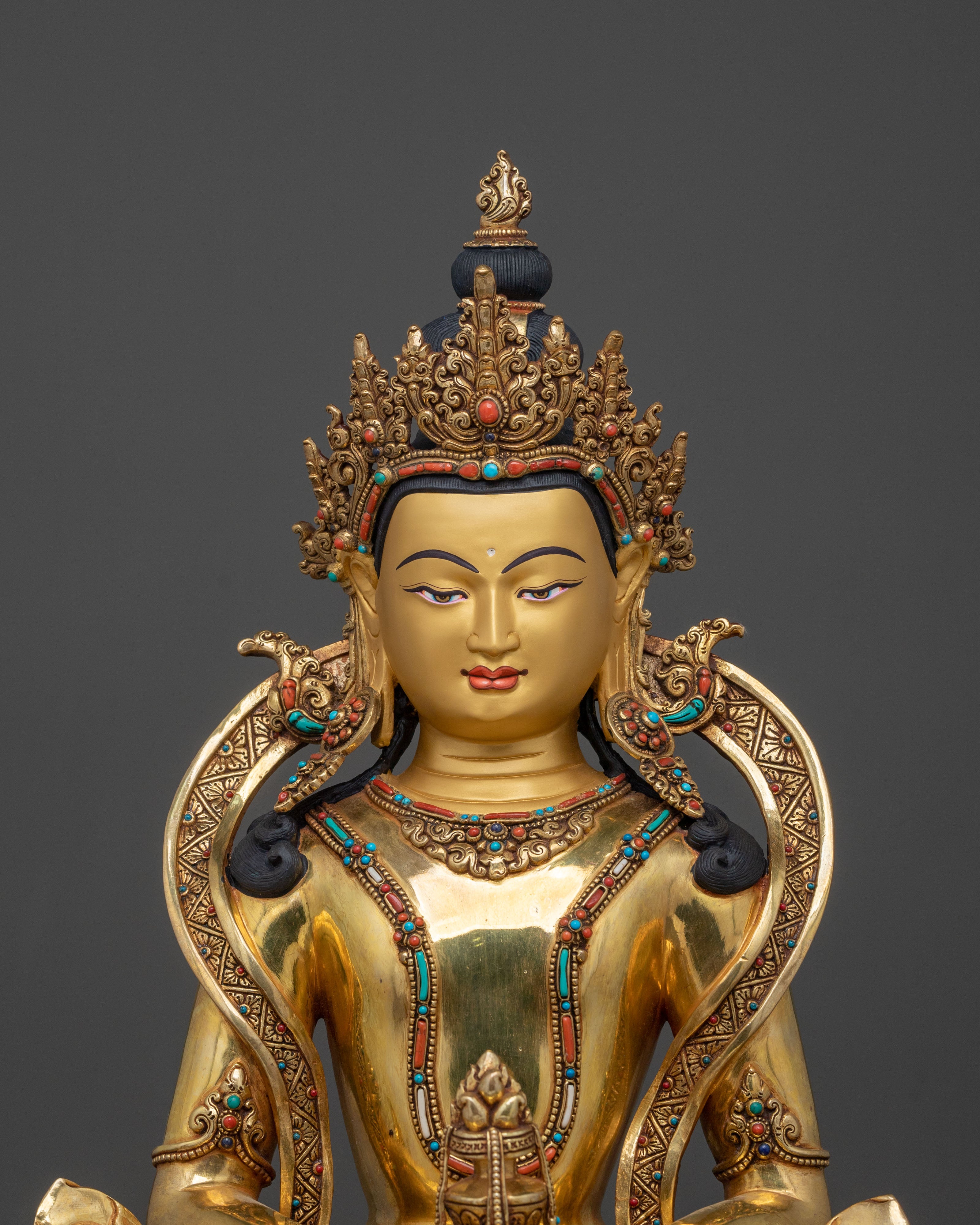 Handcrafted Copper Amitayus Statue | Buddha of Long Life and Healing