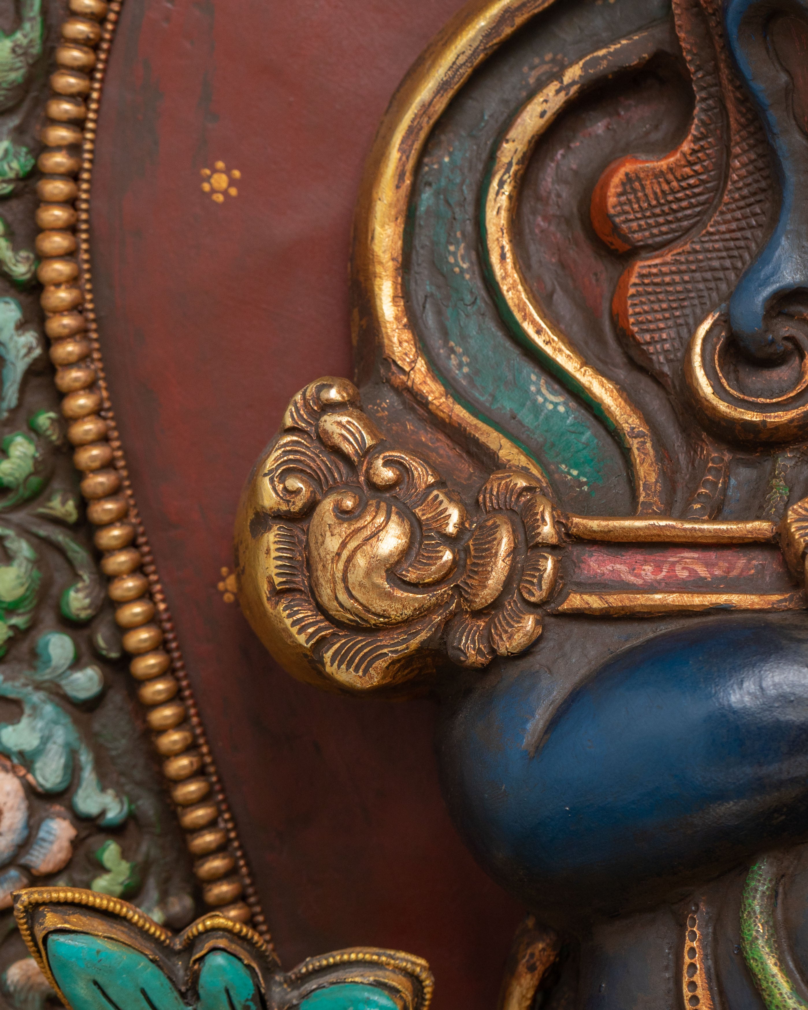 Shakya Mahakala Sacred Statue: 24K Gold Gilded Statue