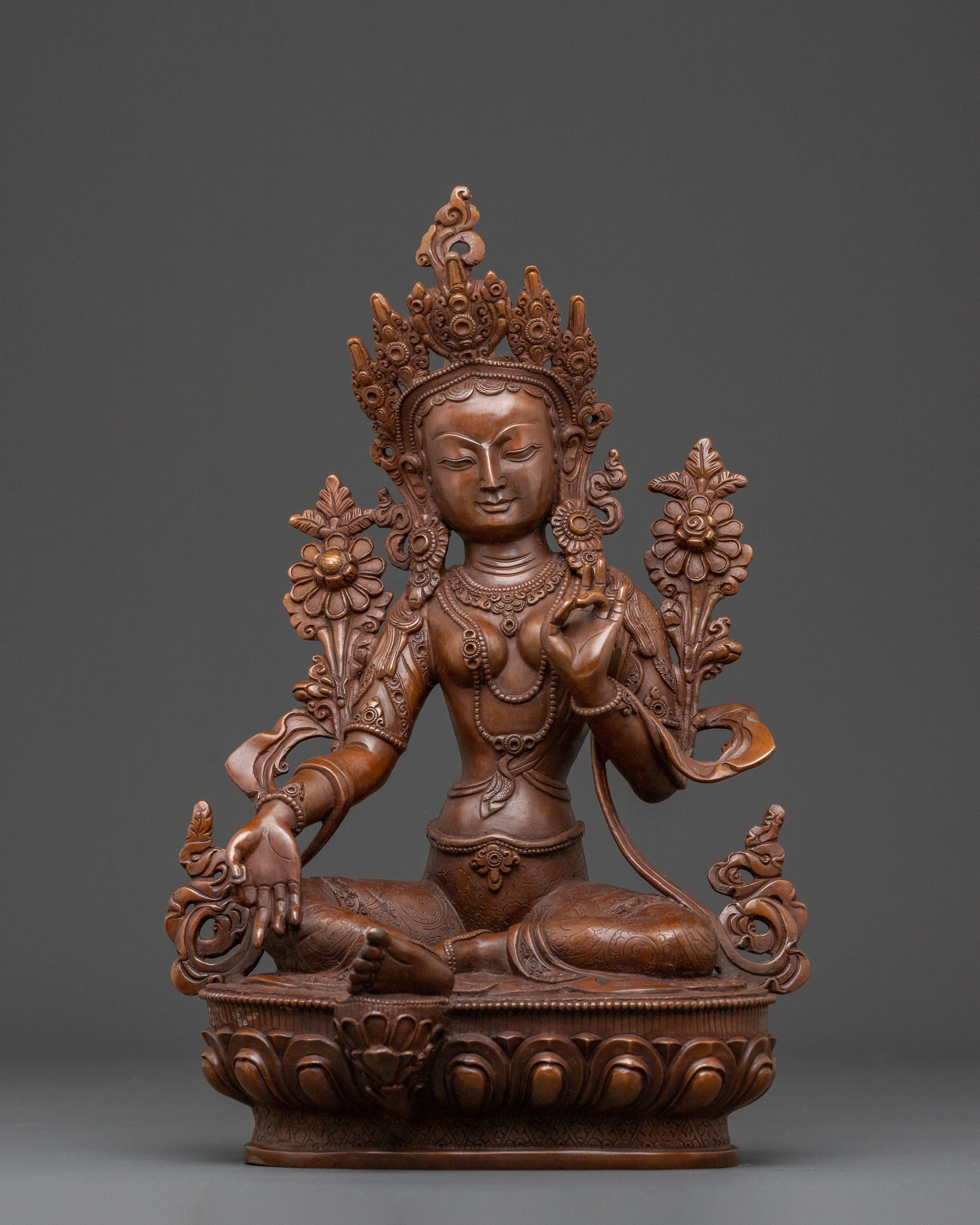 Green Tara Sacred Copper Statue – Himalayan Handcraft