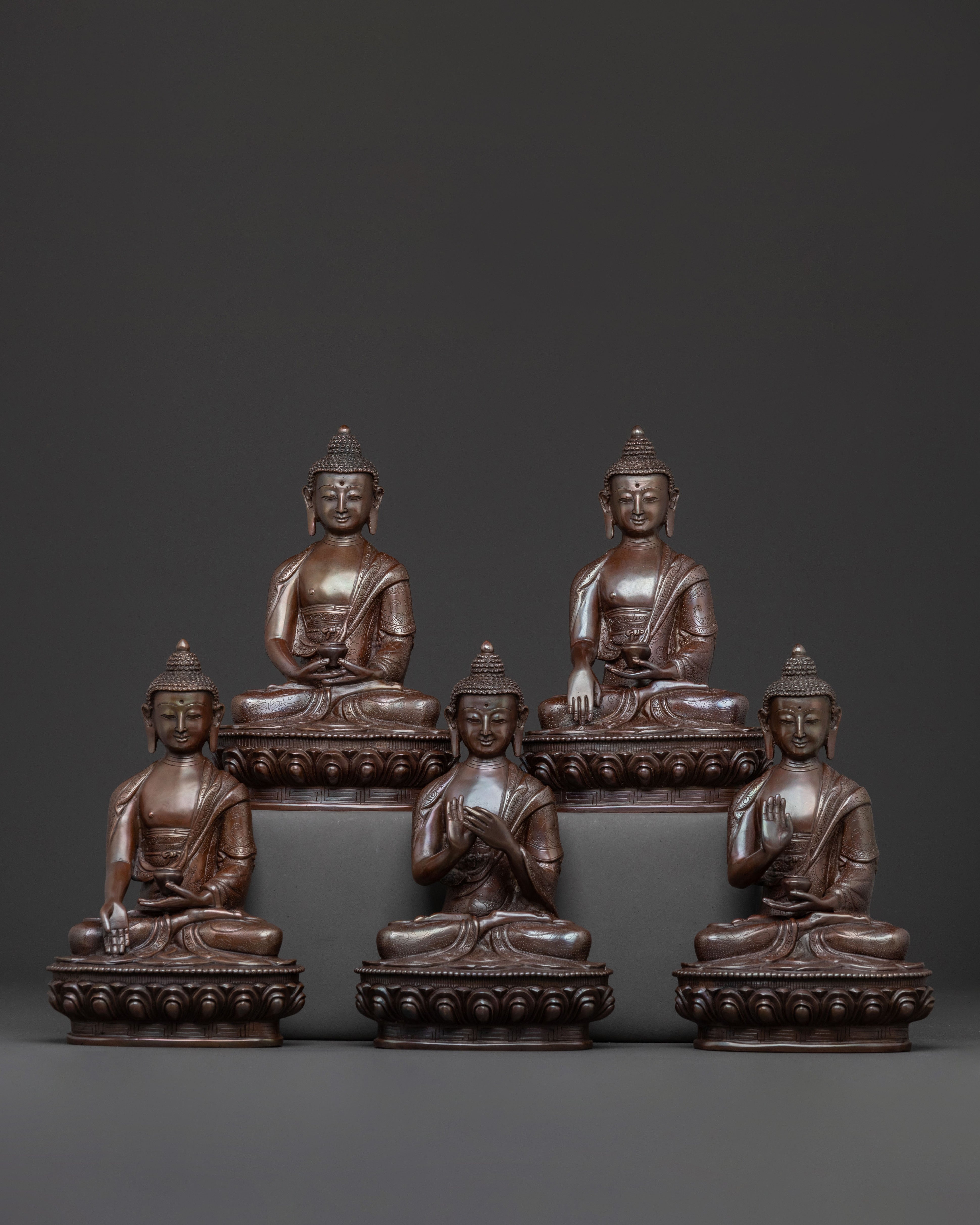 Five Dhyani Buddha Statue Set