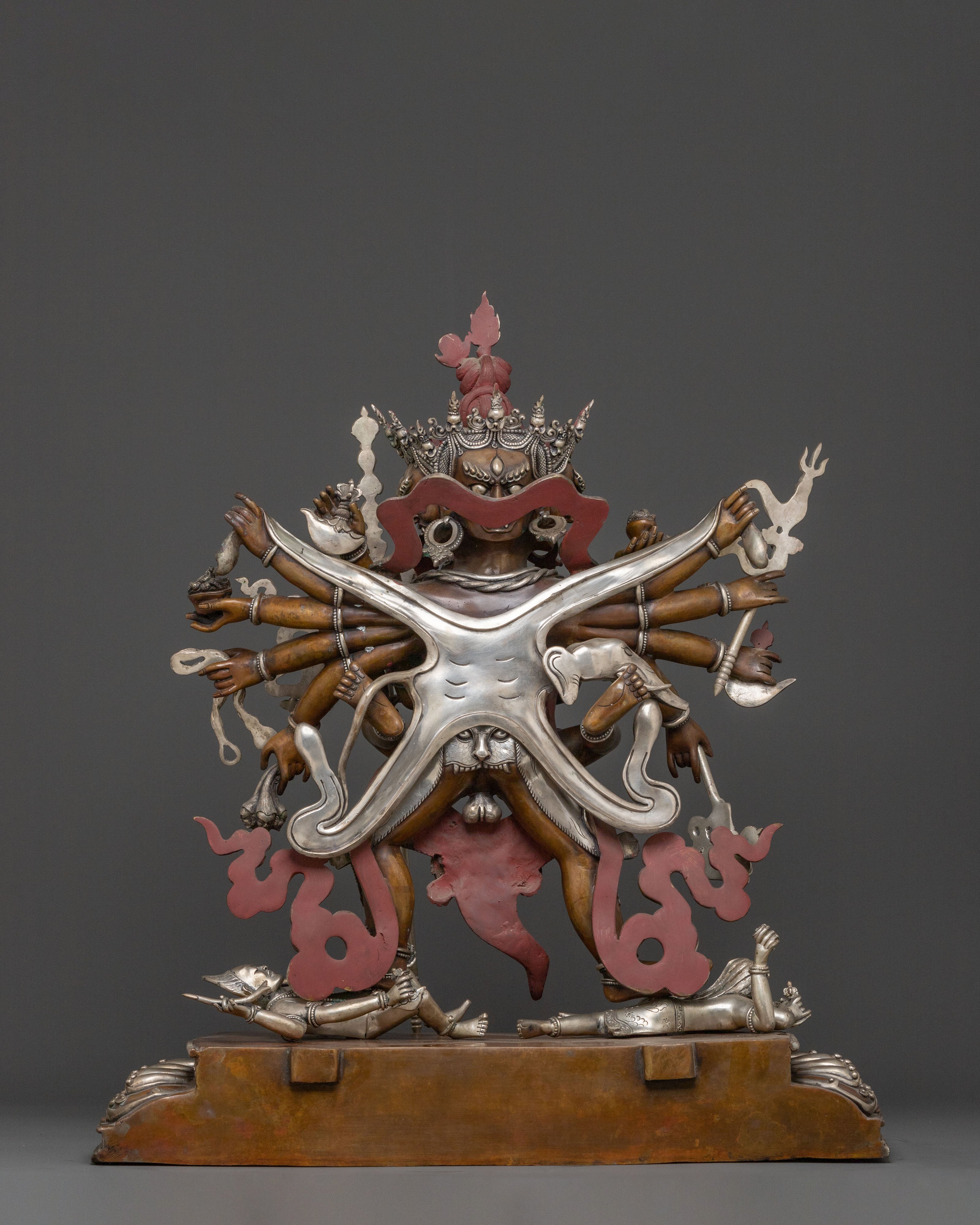 Chakrasamvara Oxidized Copper Statue | Silver-Plated