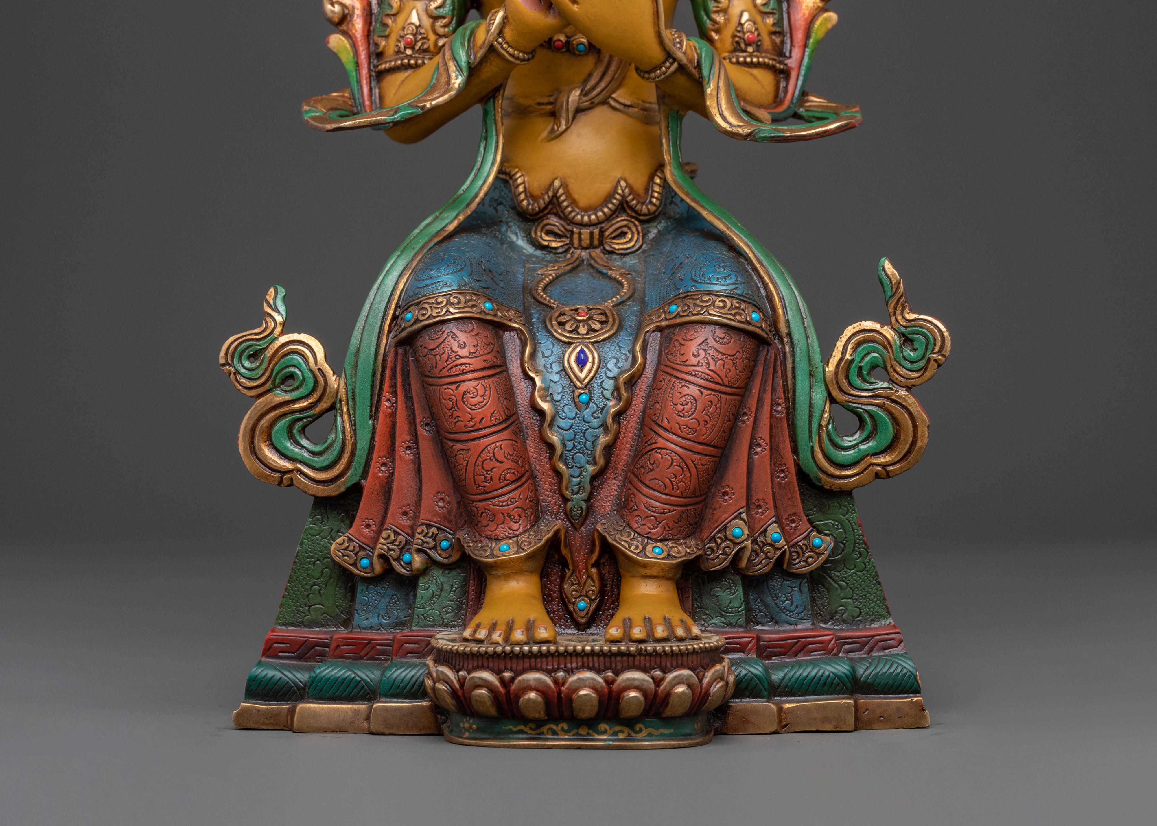 Maitreya Buddha Statue: 24K Gold Gilded Figurine