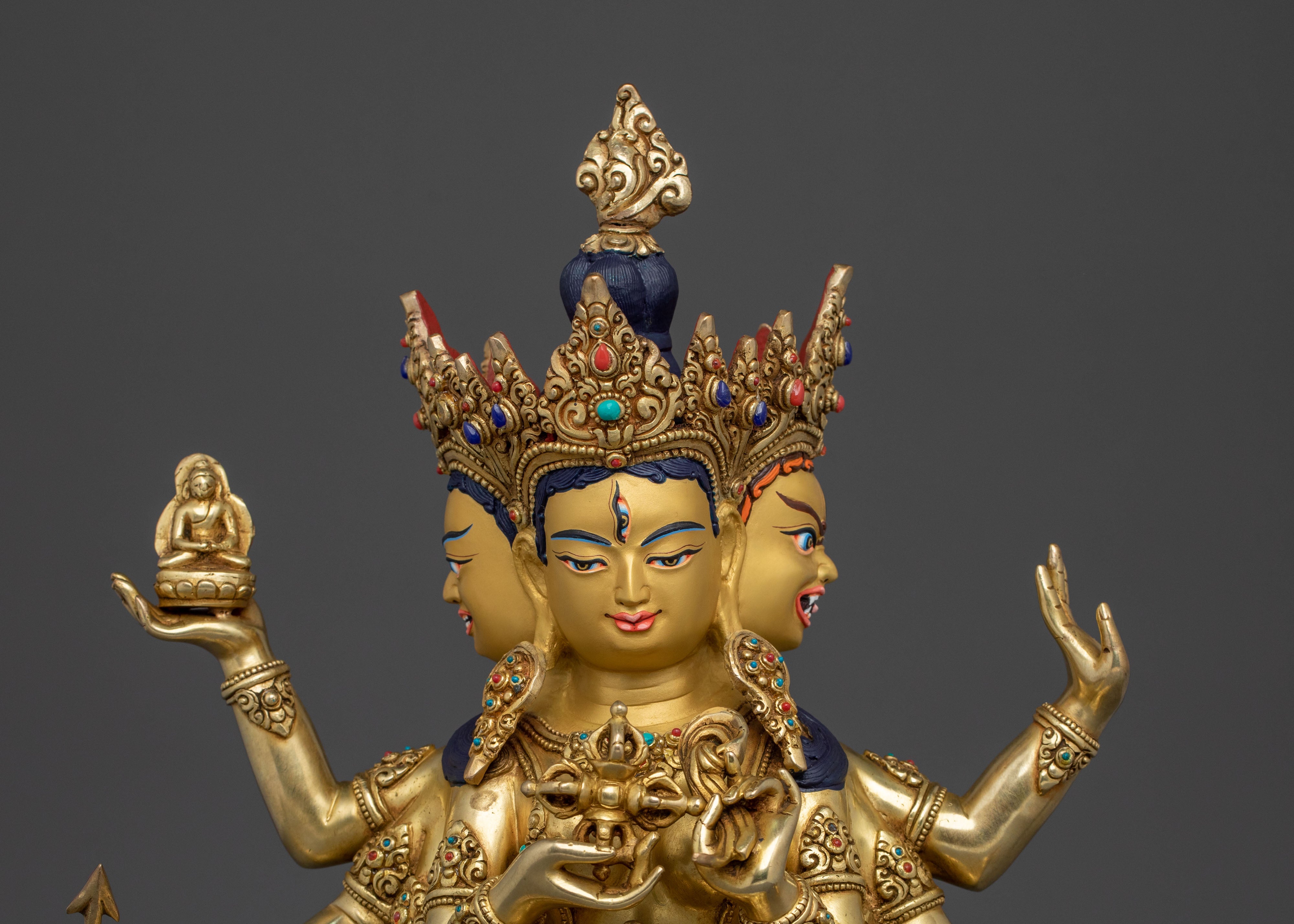 Namgyalma Three Faced Deity Sculpture
