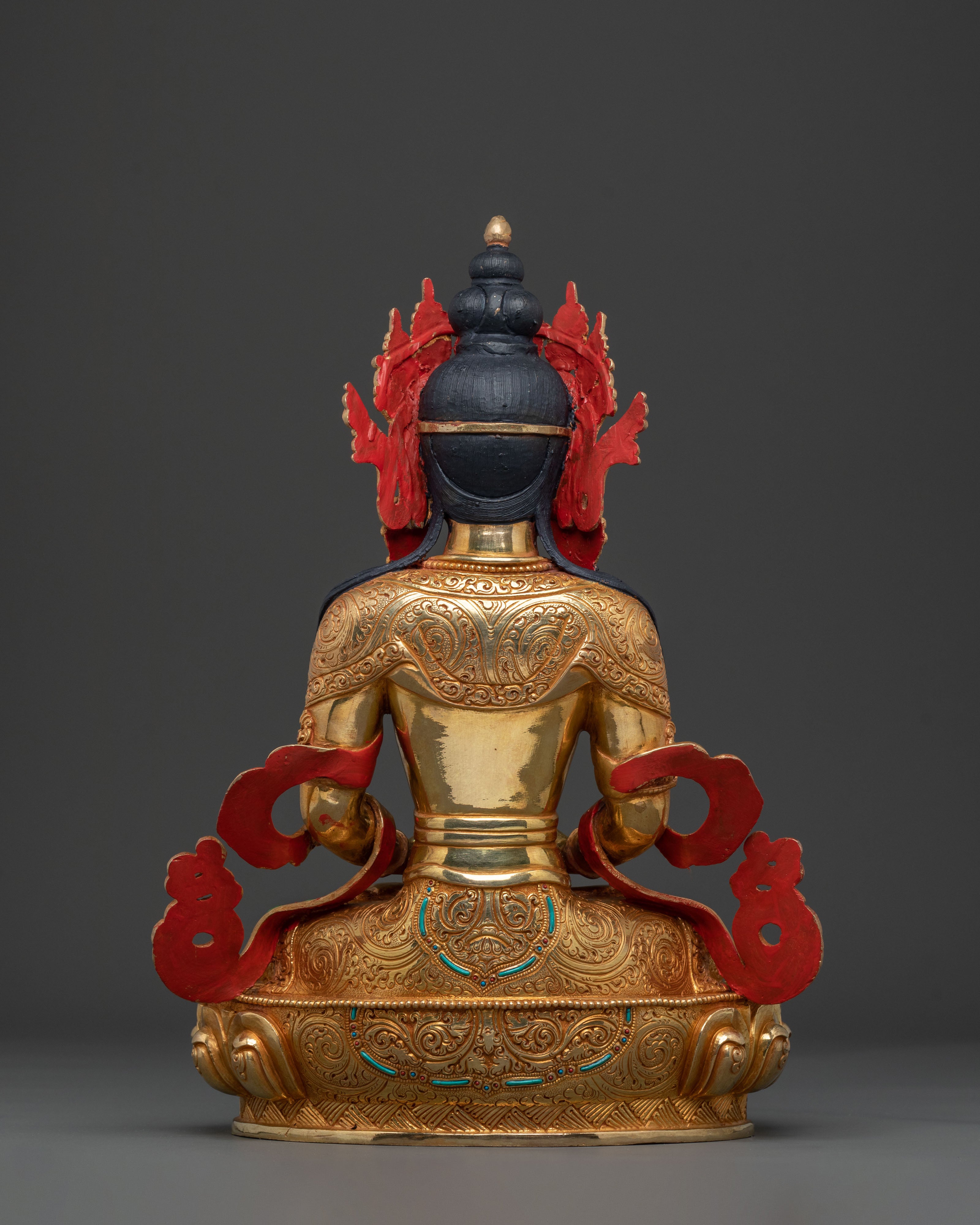 Handmade Amitayus Longevity Statue | 24K Gold Gilded