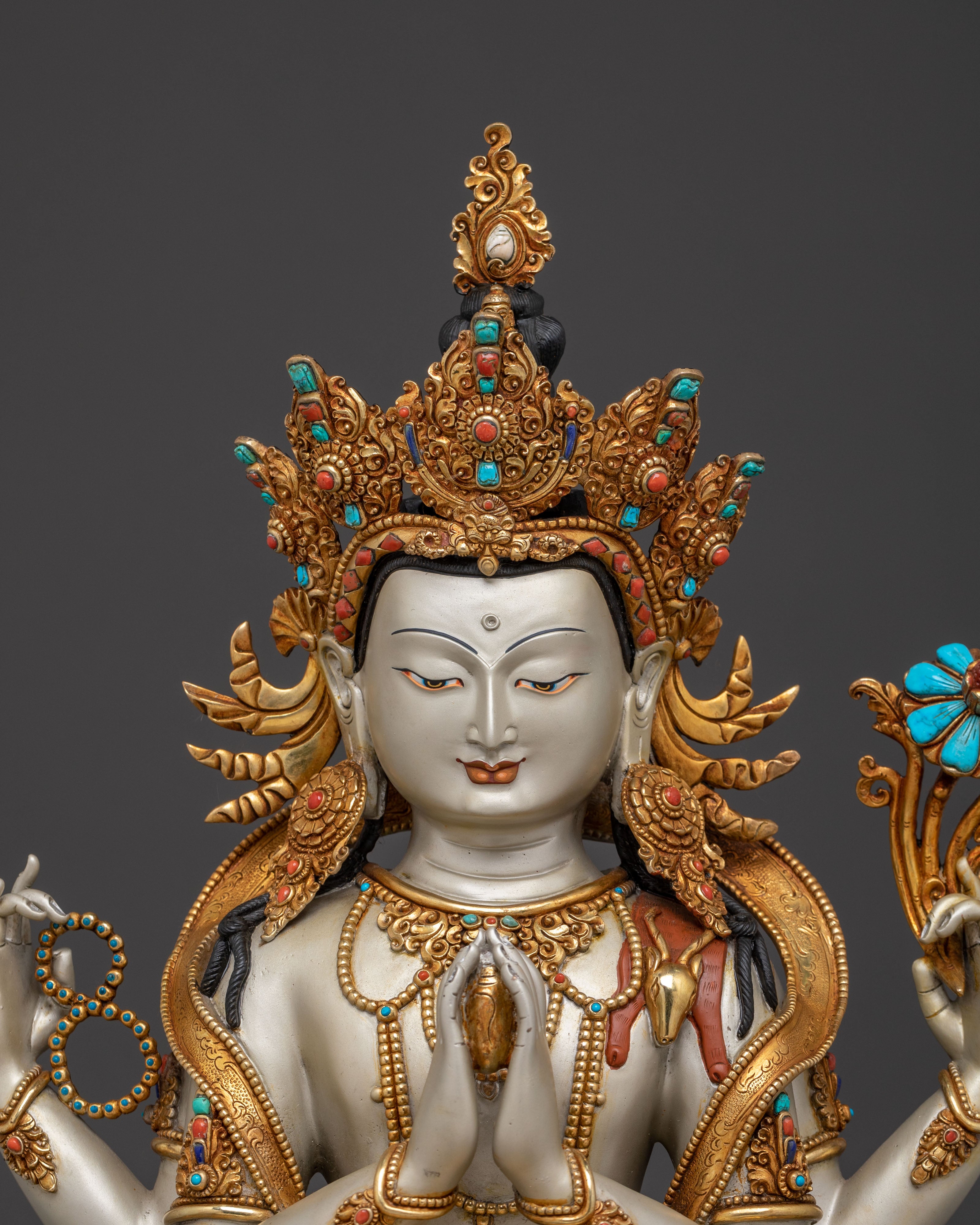 Chenrezig 24K Gold Gilded Icon of Compassion