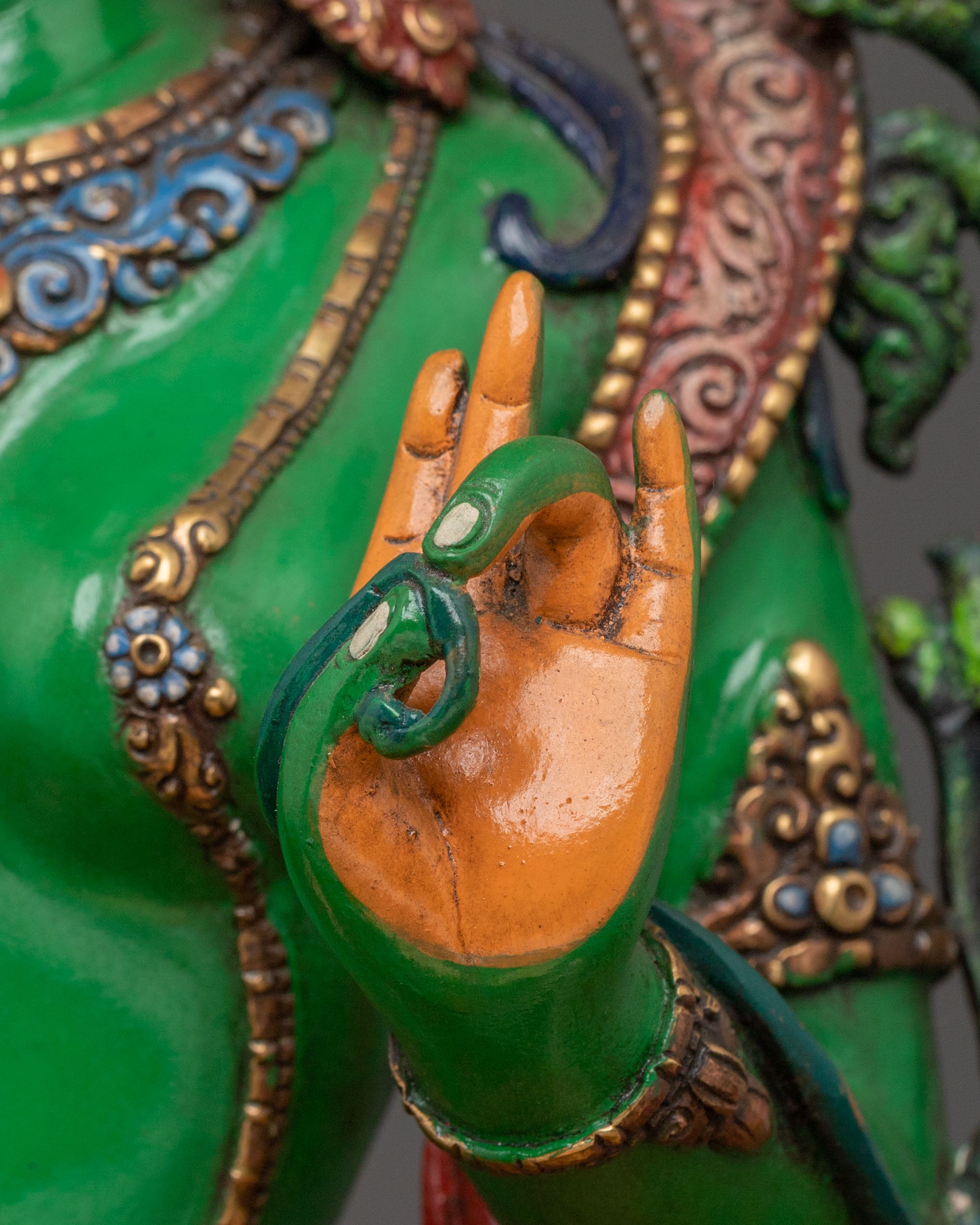 A Serene Peaceful Guardian Green Tara Statue