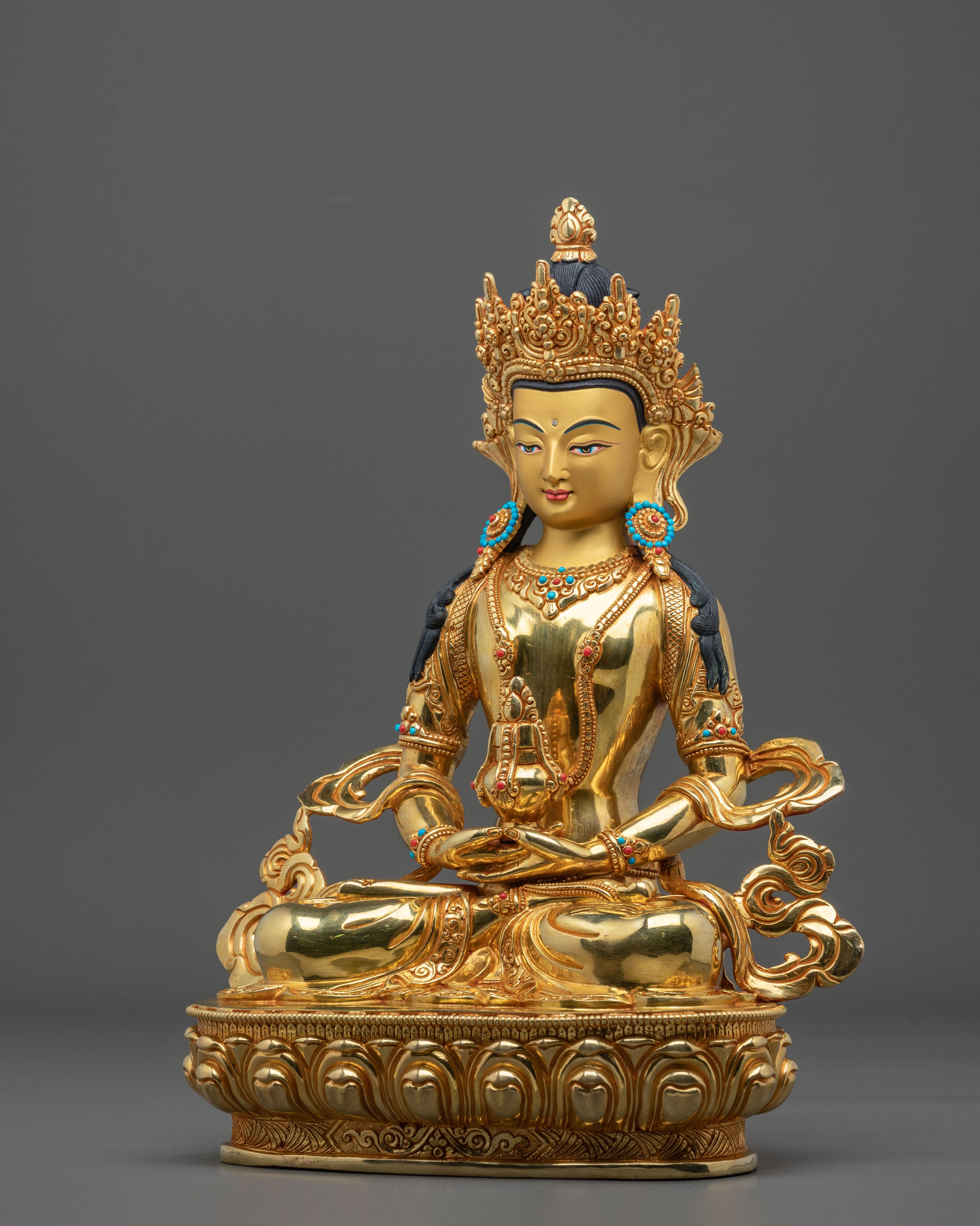 Amitayus Buddha Statue | 24K Gold Gilded Figurine
