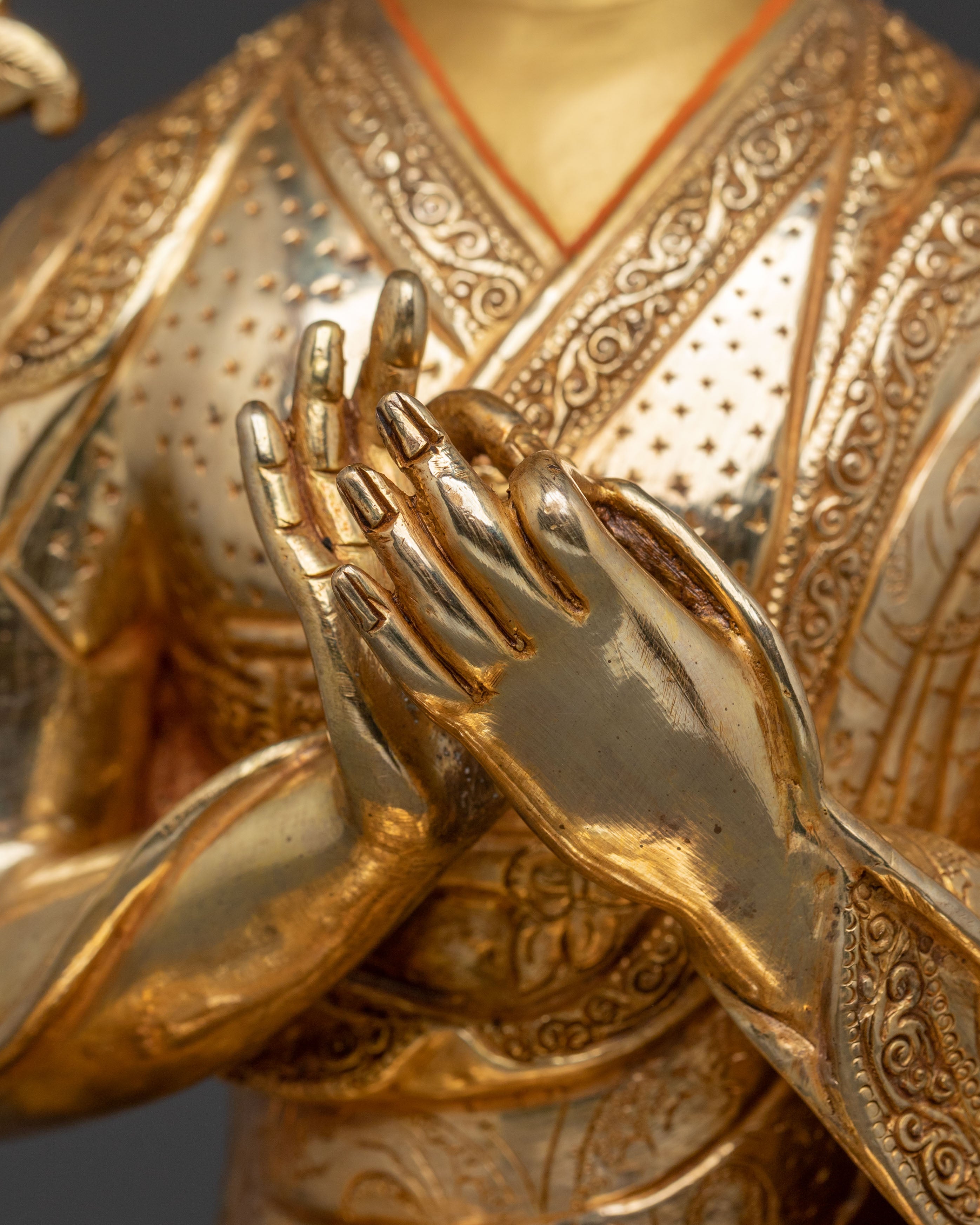 Tsongkhapa Sacred Copper Statue: Hand-Gilded Serenity