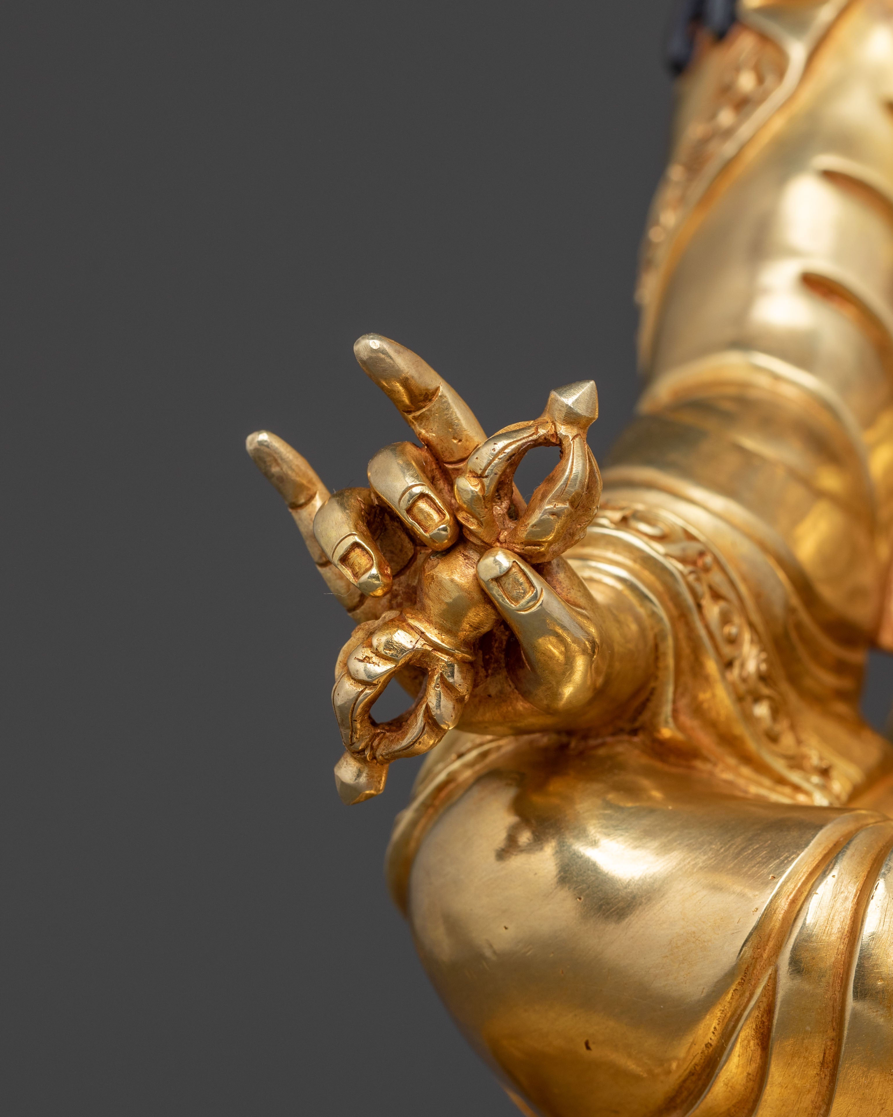 Guru Rinpoche Sacred Statue: Hand-Gilded Serenity