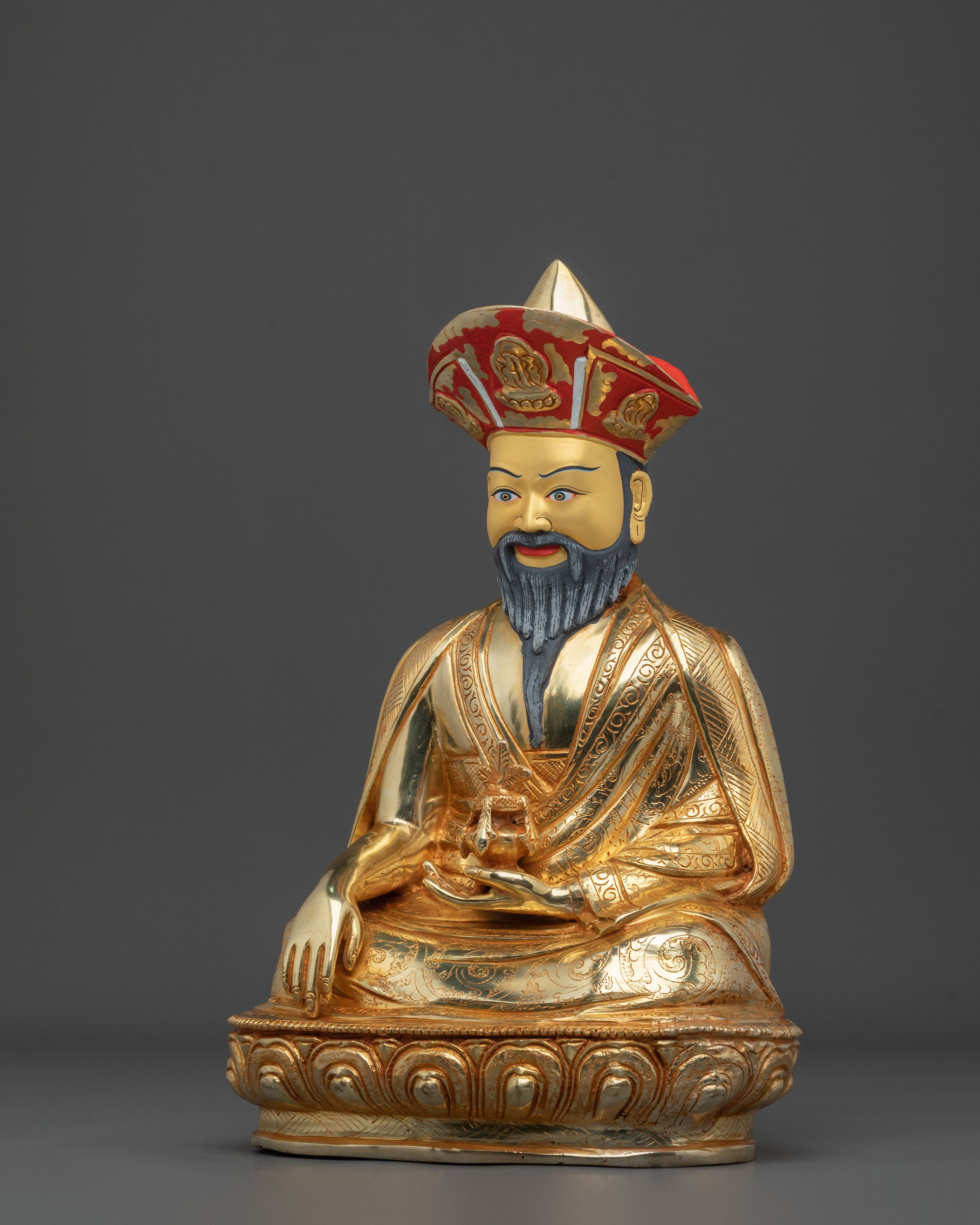 Guru Shapdum Statue | 24K Gold Gilded Buddhist Master