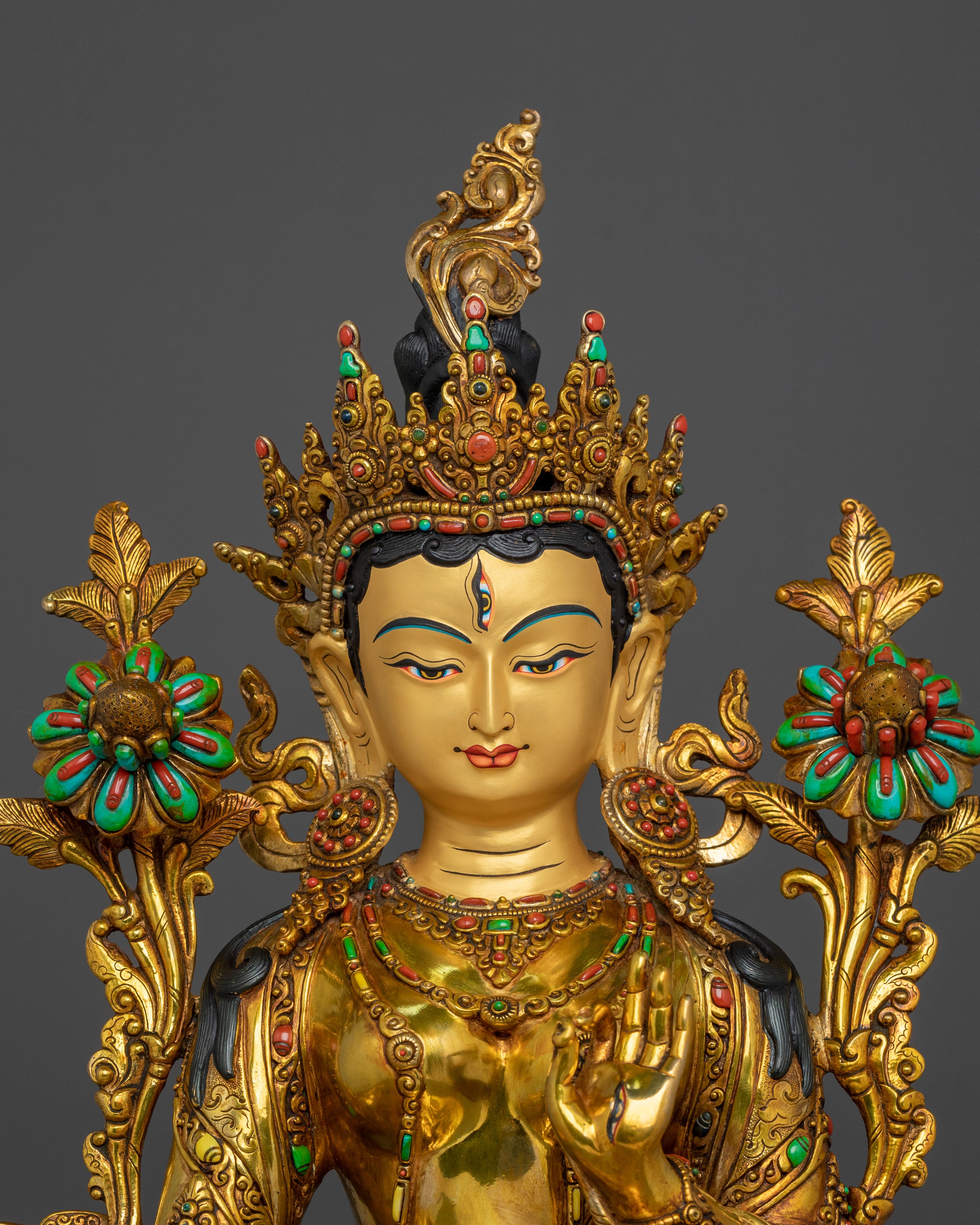 Tibetan Buddhist Goddess White Tara Statue | Longevity Deity Sculpture
