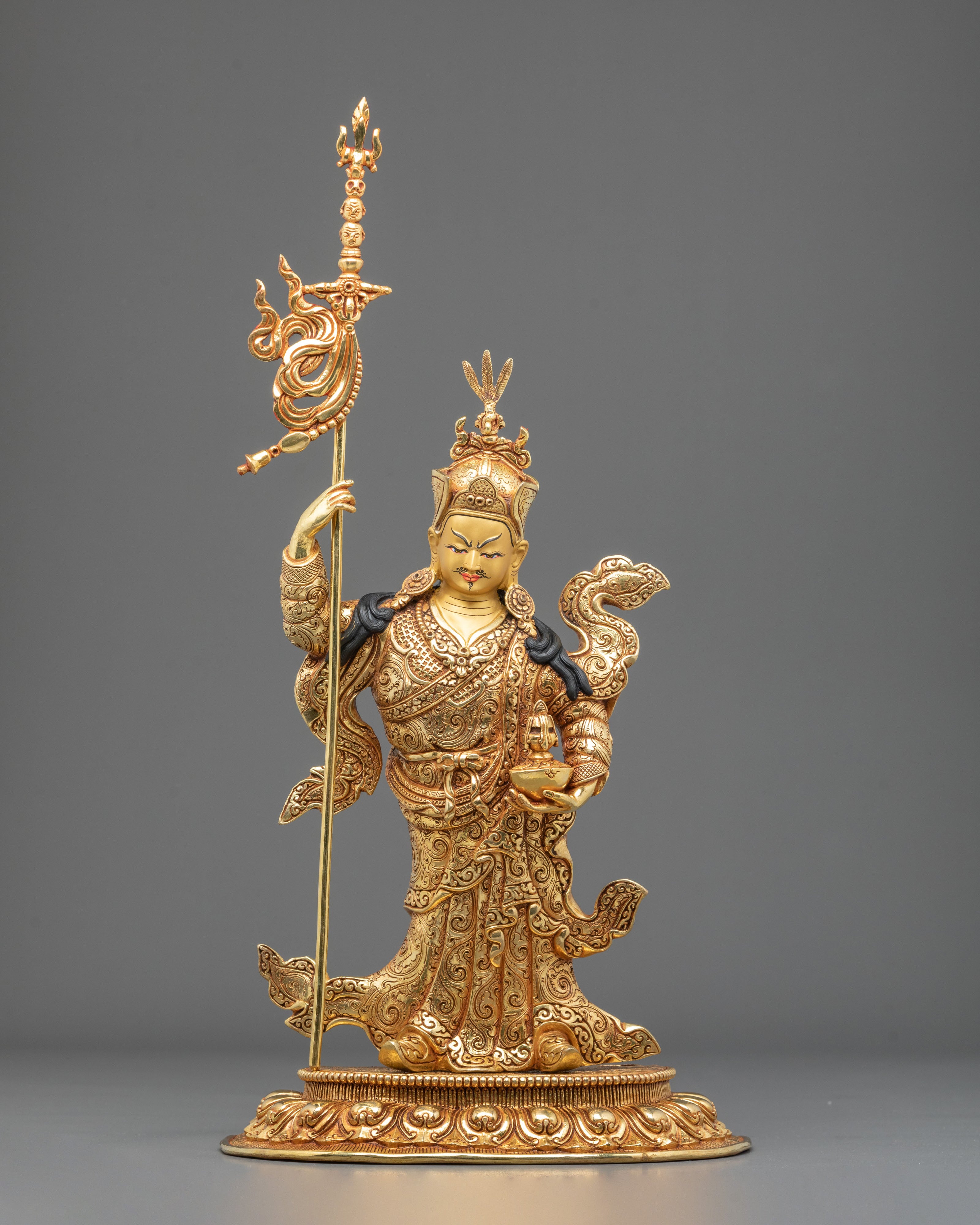 Dancing Guru Rinpoche Statue | 24K Gold Gilded Artistry