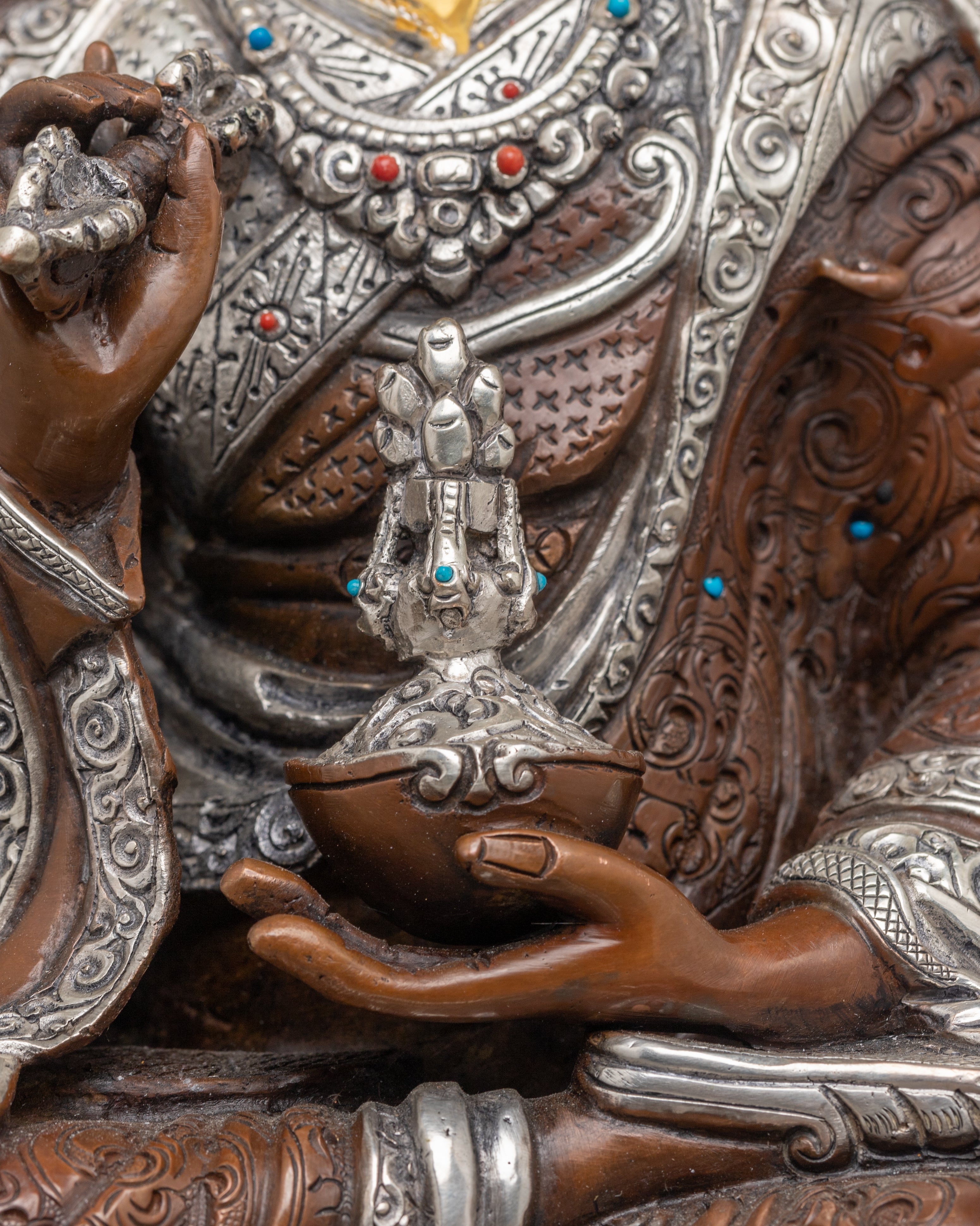 Oxidized Copper Statue of Guru Tsoyke Dorje | Traditional Artwork