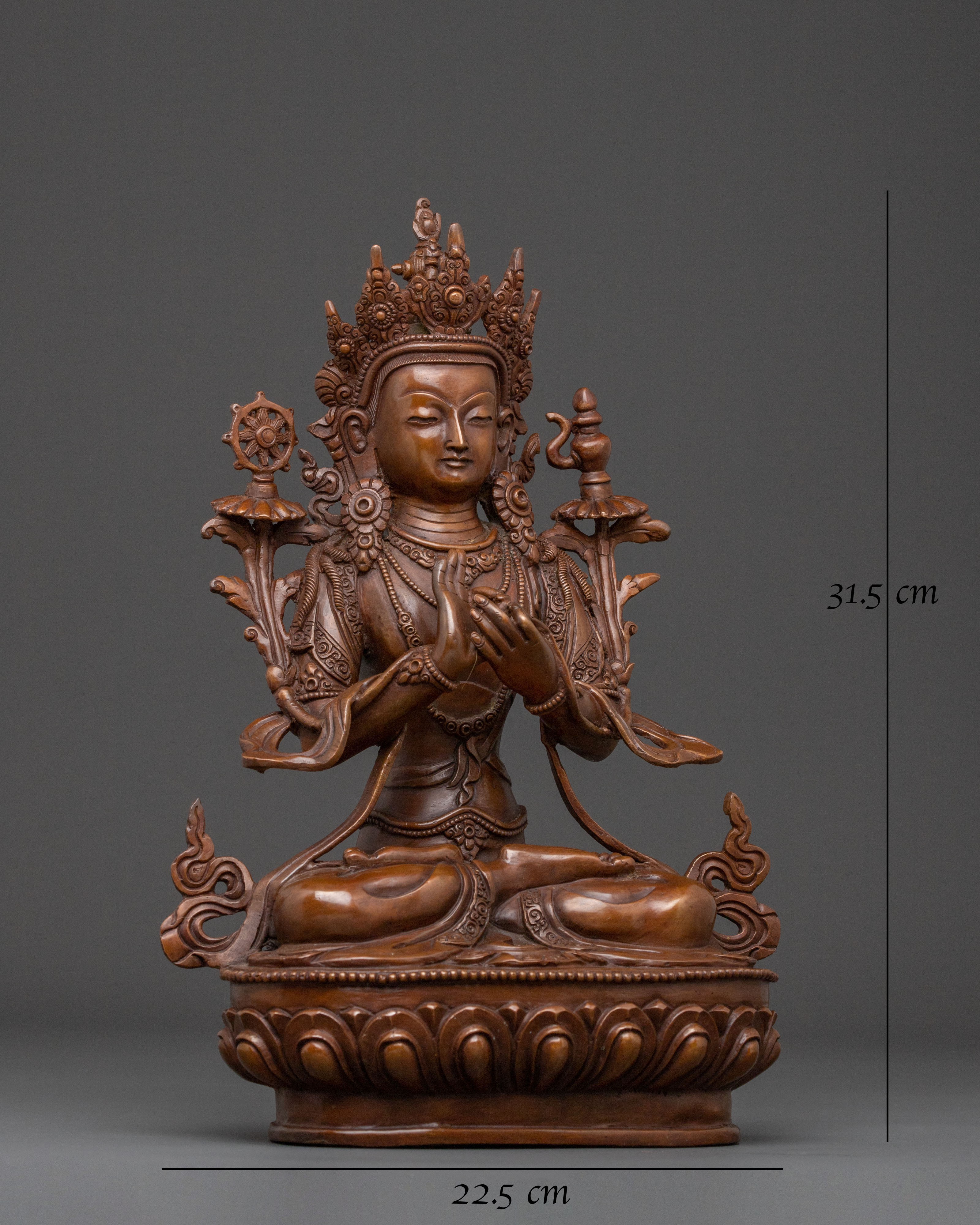 Maitreya Buddha Statue of Hope: Oxidized Copper Artistry