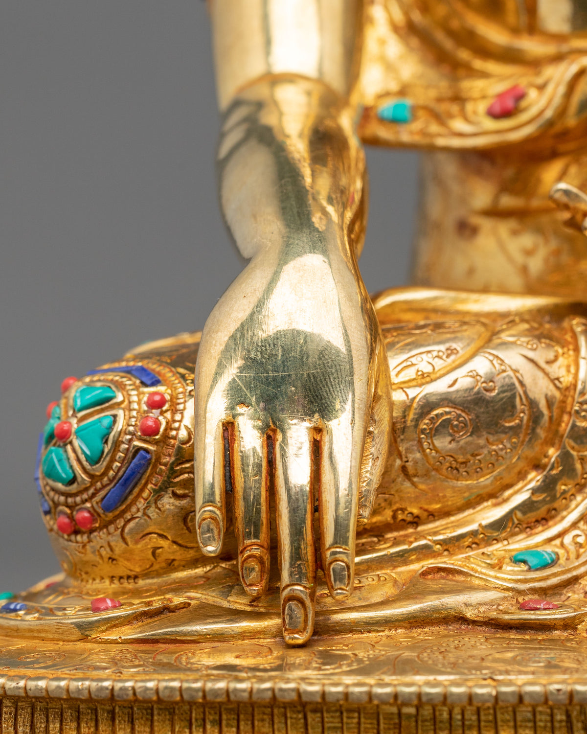 Handmade Three Buddhas Copper Statue Set | 24K Gold Gilded