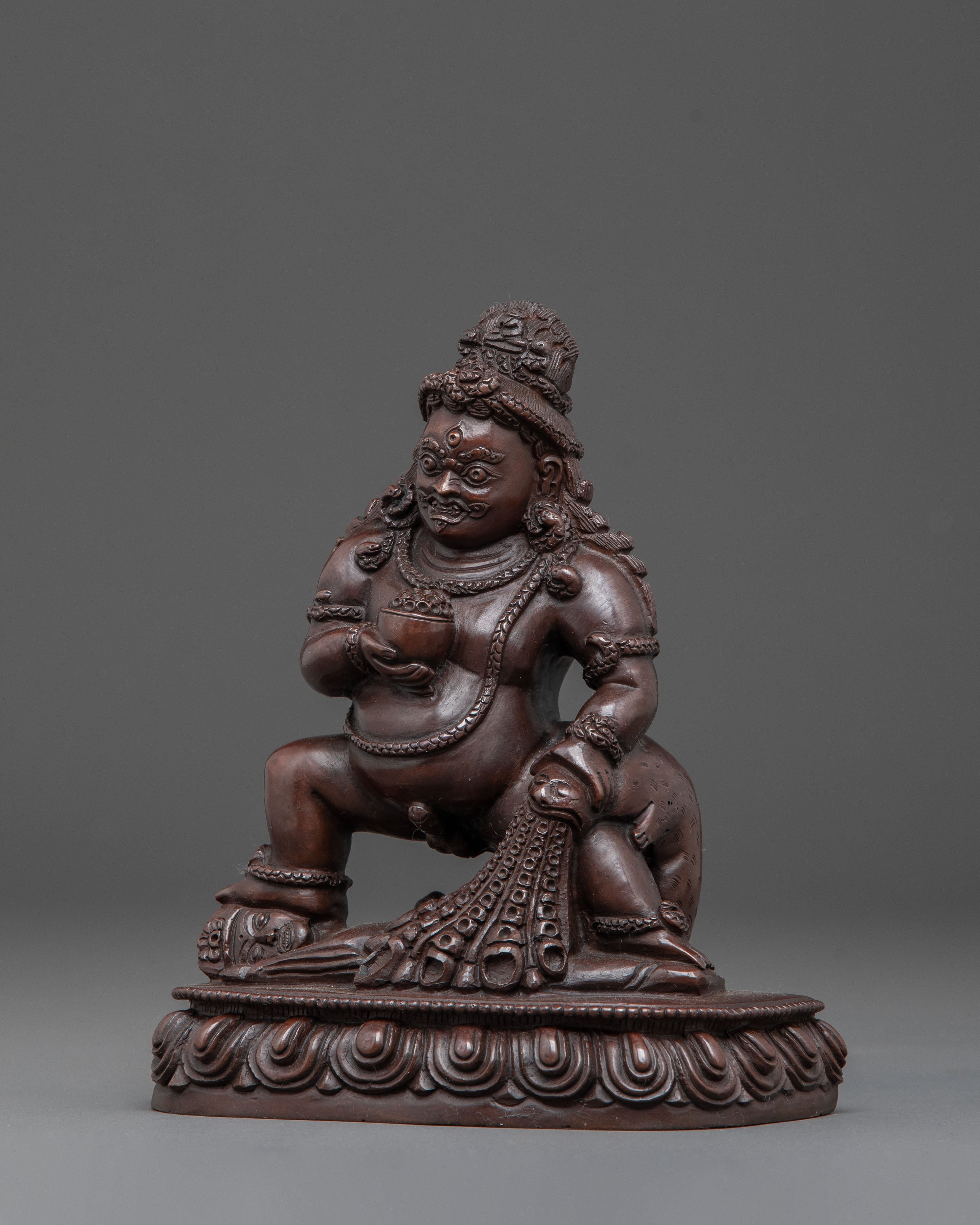 Oxidized Copper Black Dzambhala Statue | Deity of Prosperity