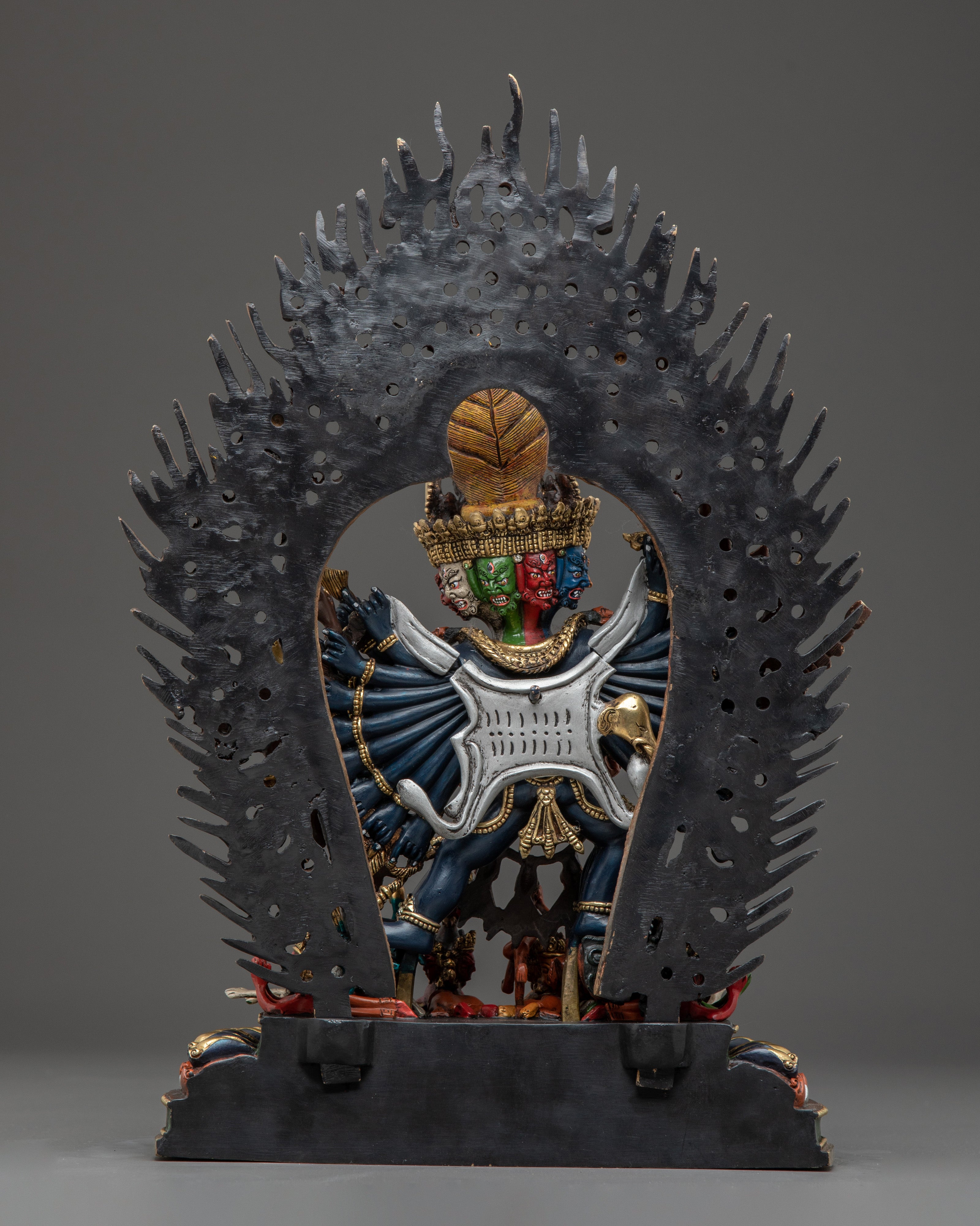 Buddhist Yamantaka Statue: Conqueror of Death | Gold Gilded Wrathful Deity