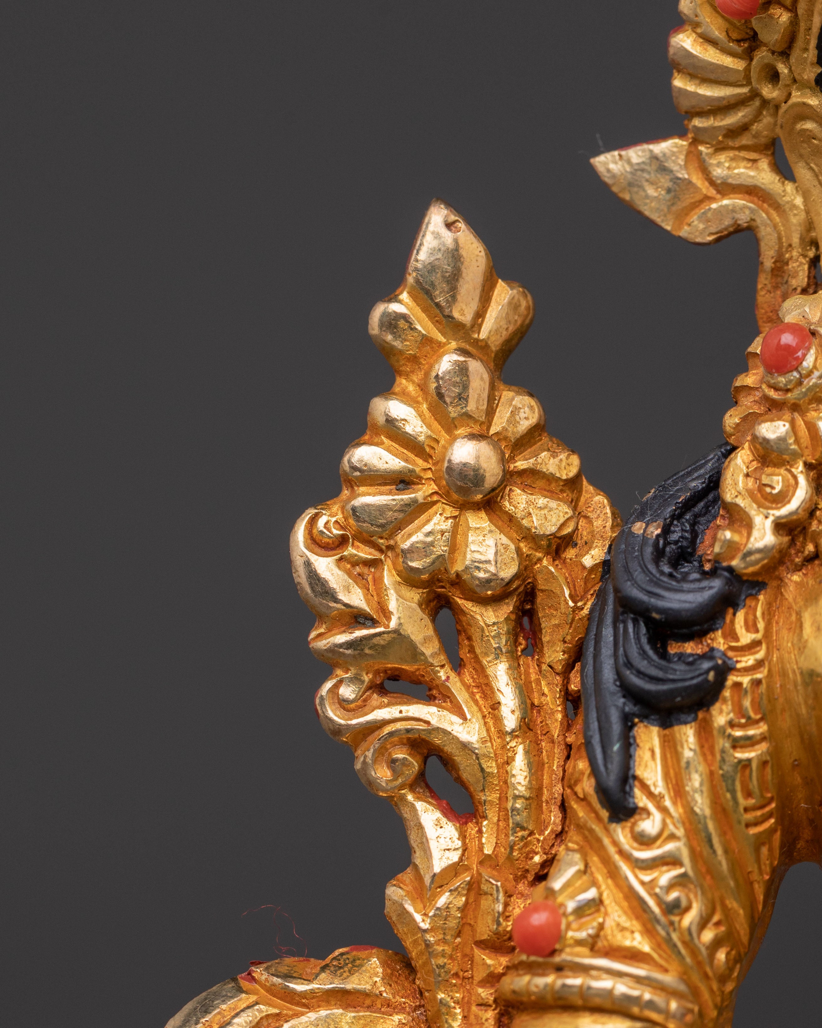 White Tara Traditional Statue – Gilded Copper & Gemstone Art