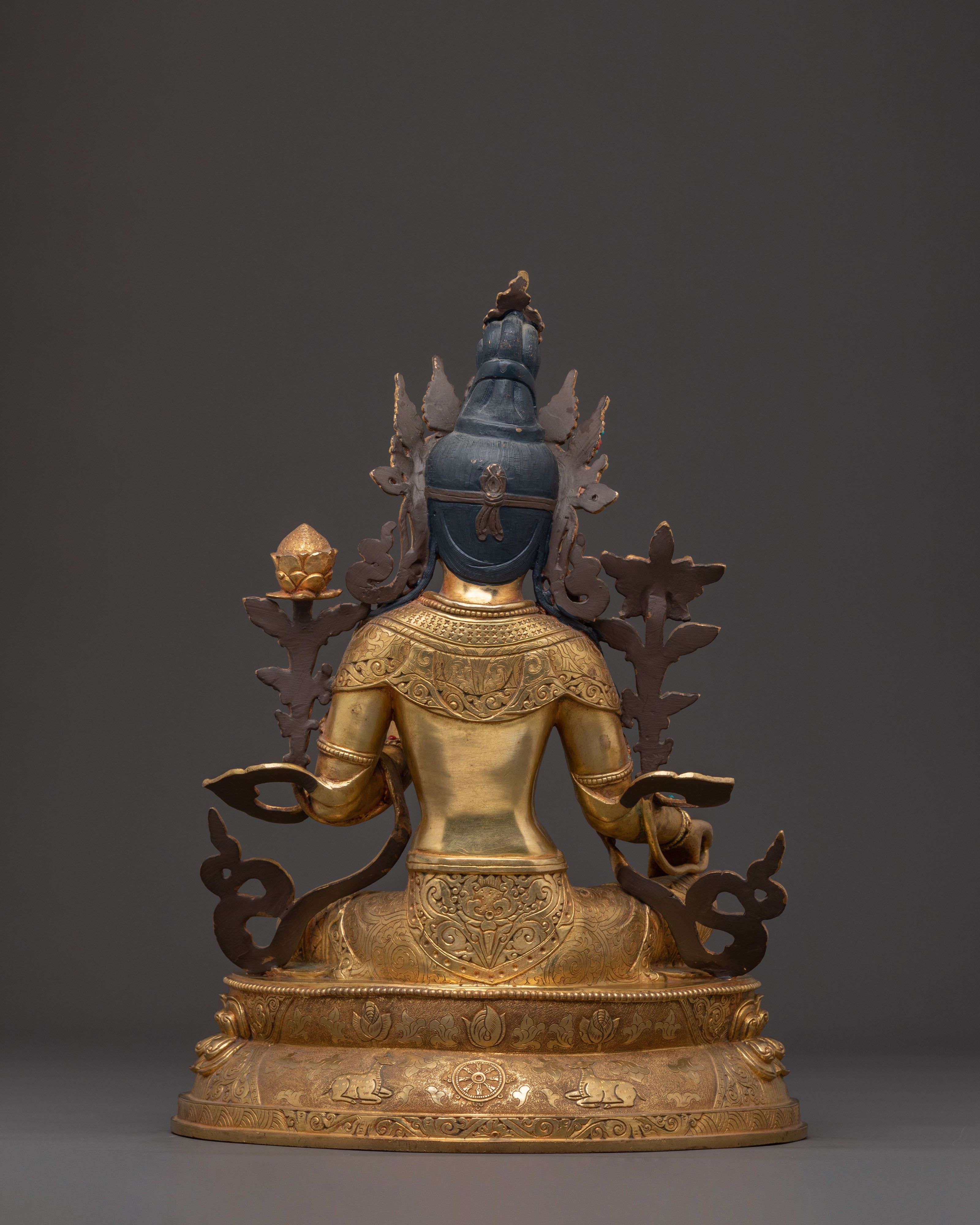 Golden Green Tara Peace Statue | Spiritual Home Decor