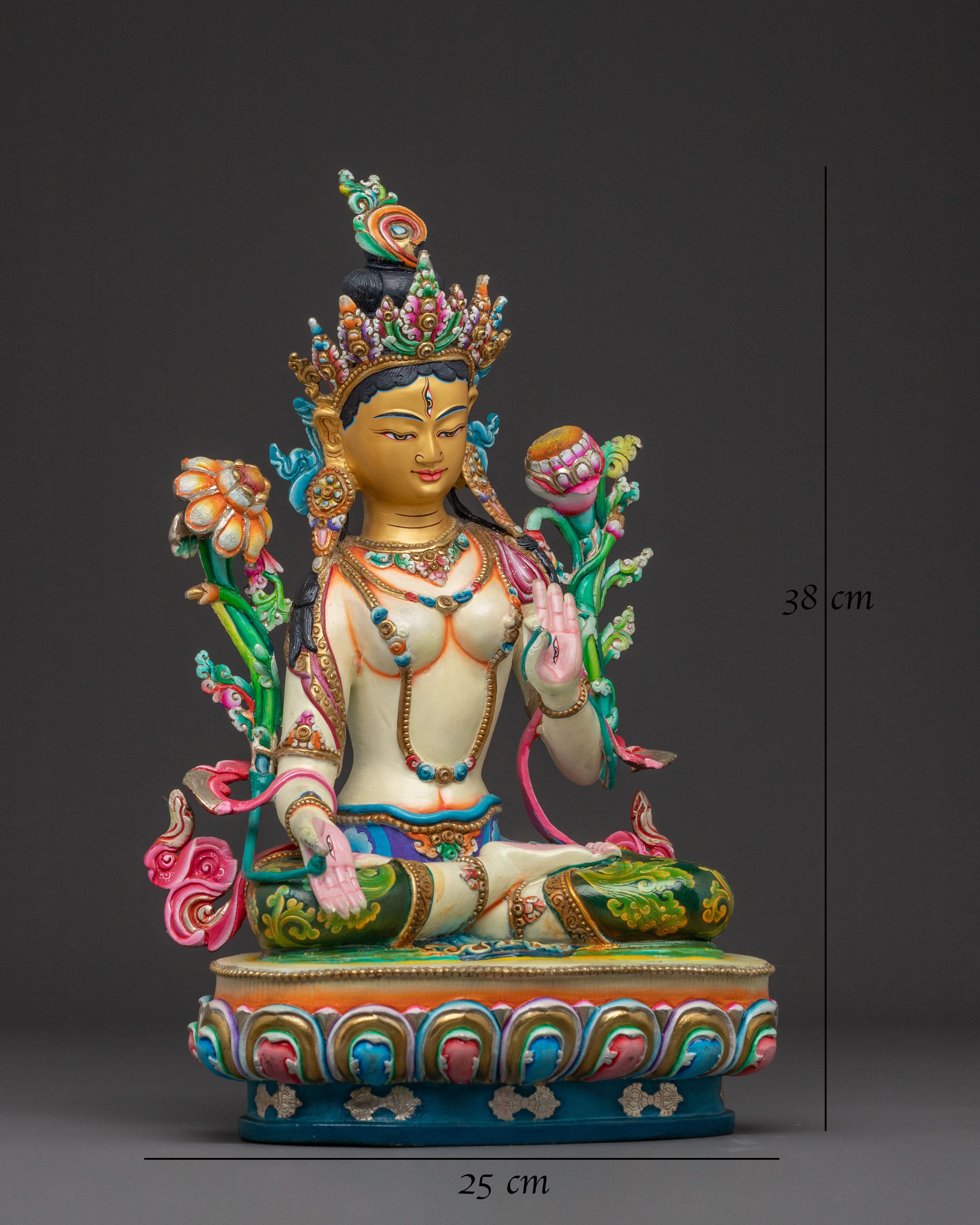 White Tara Statue – Hand-Gilded Copper