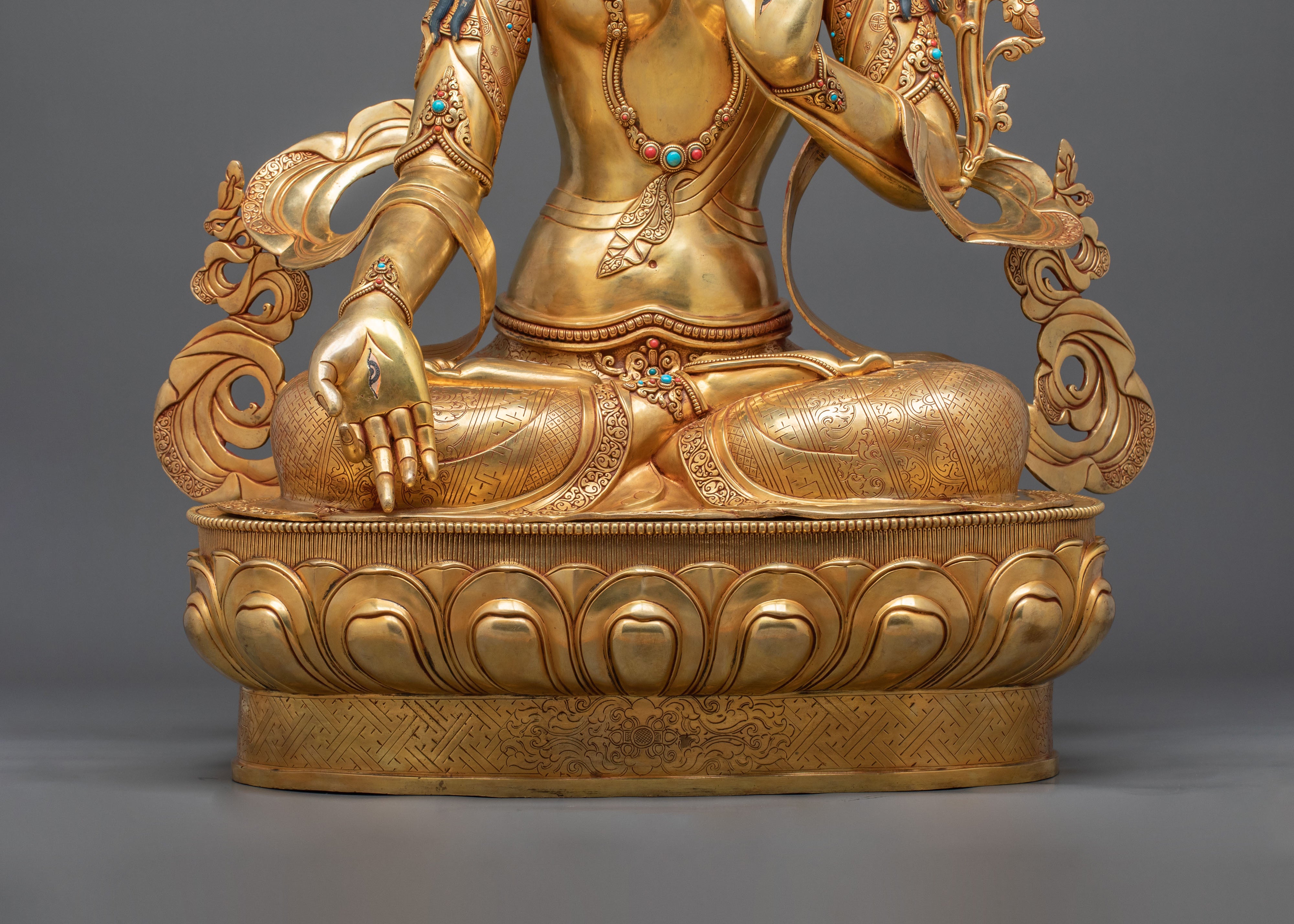 Goddess White Tara Statue | 104-cm 24K Gold Gilded Figurine