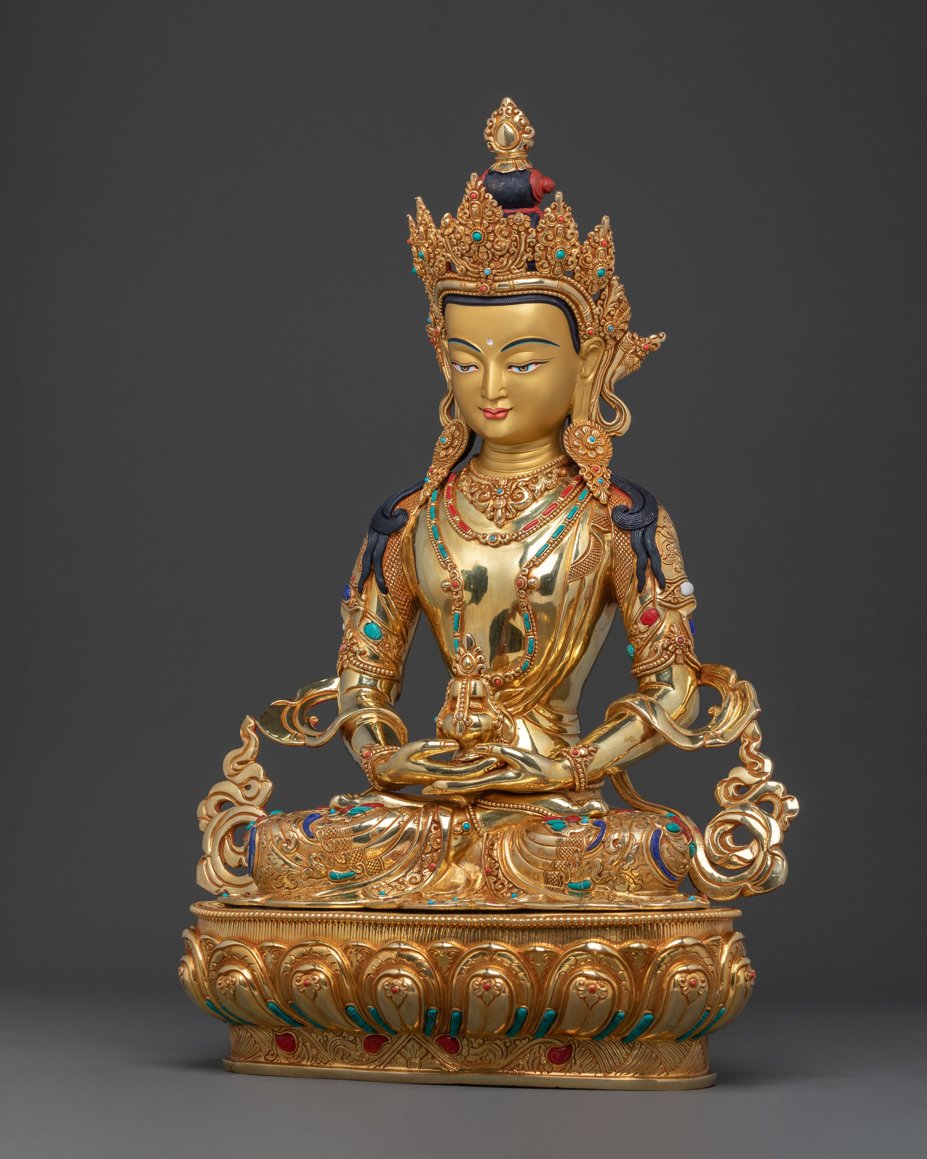 Amitayus: 24K Gold Gilded Traditional Statue