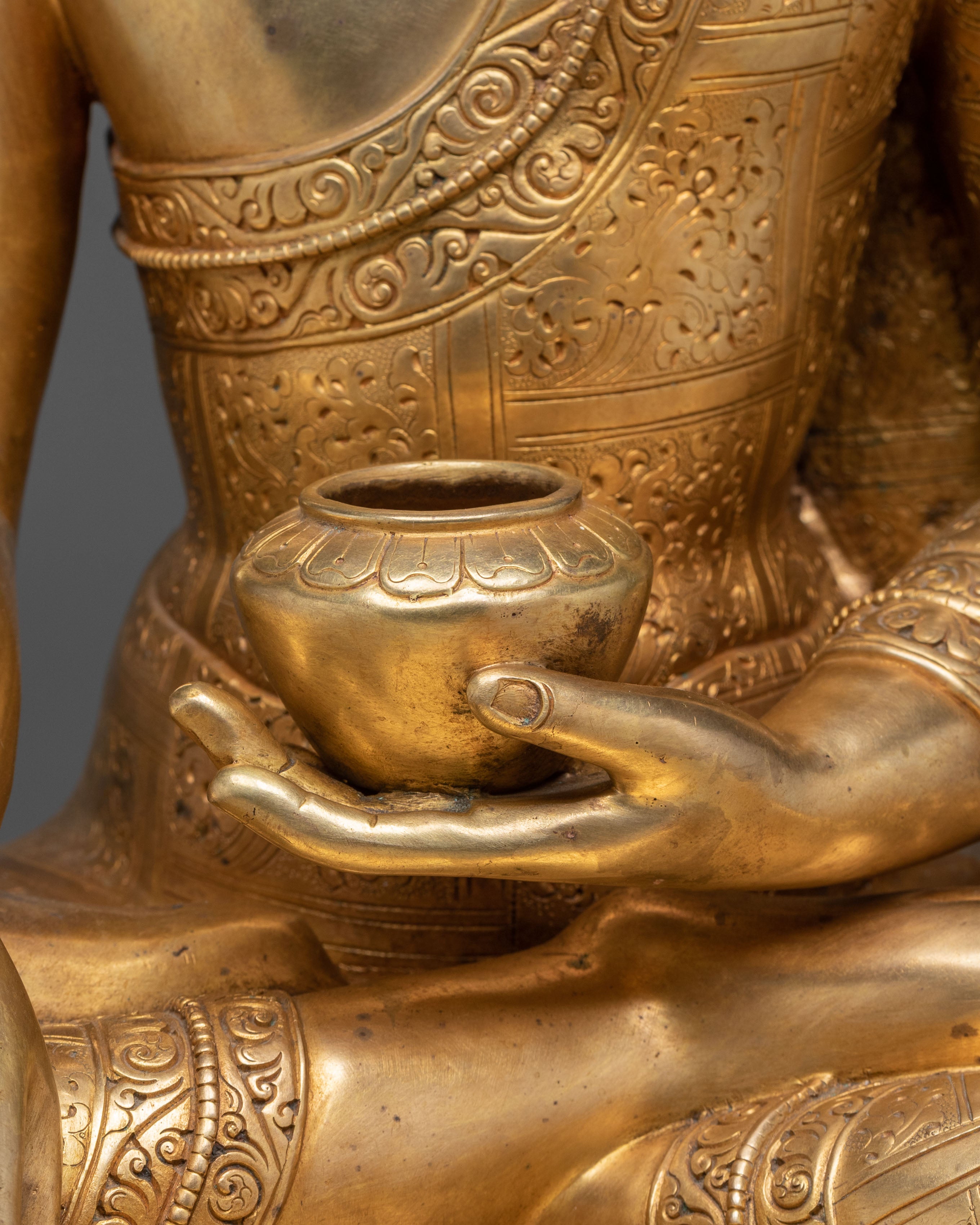Shakyamuni Buddha Himalayan Statue Seated on a Throne