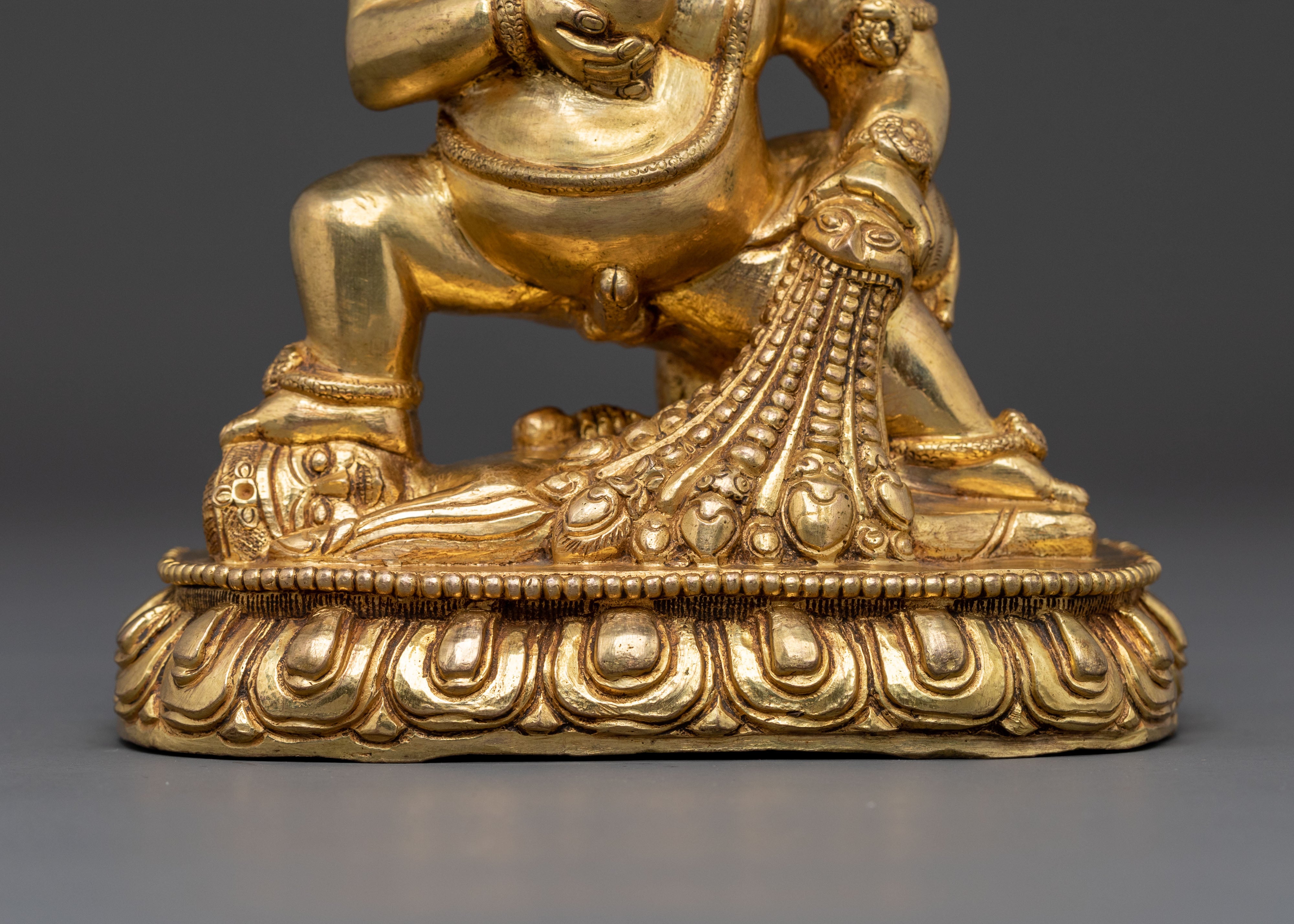 Black Dzambhala Statue: 24K Gold Gilded Guardian