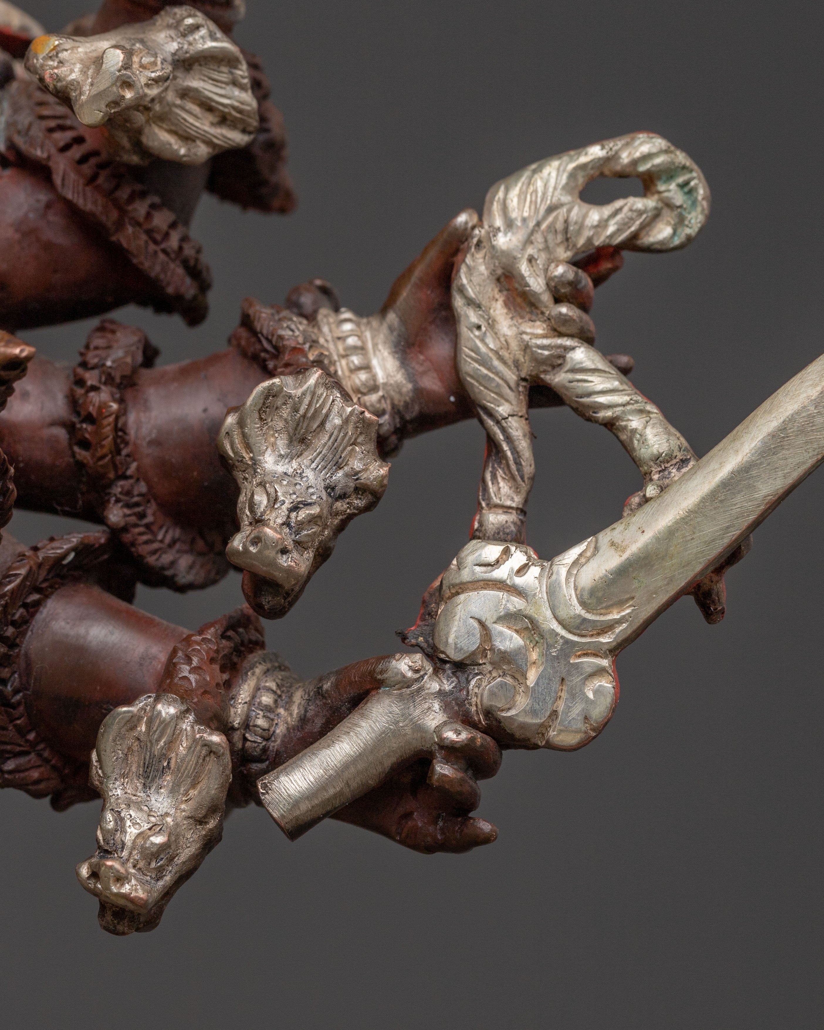 Uchusma Wrathful Deity Statue – Oxidized Copper