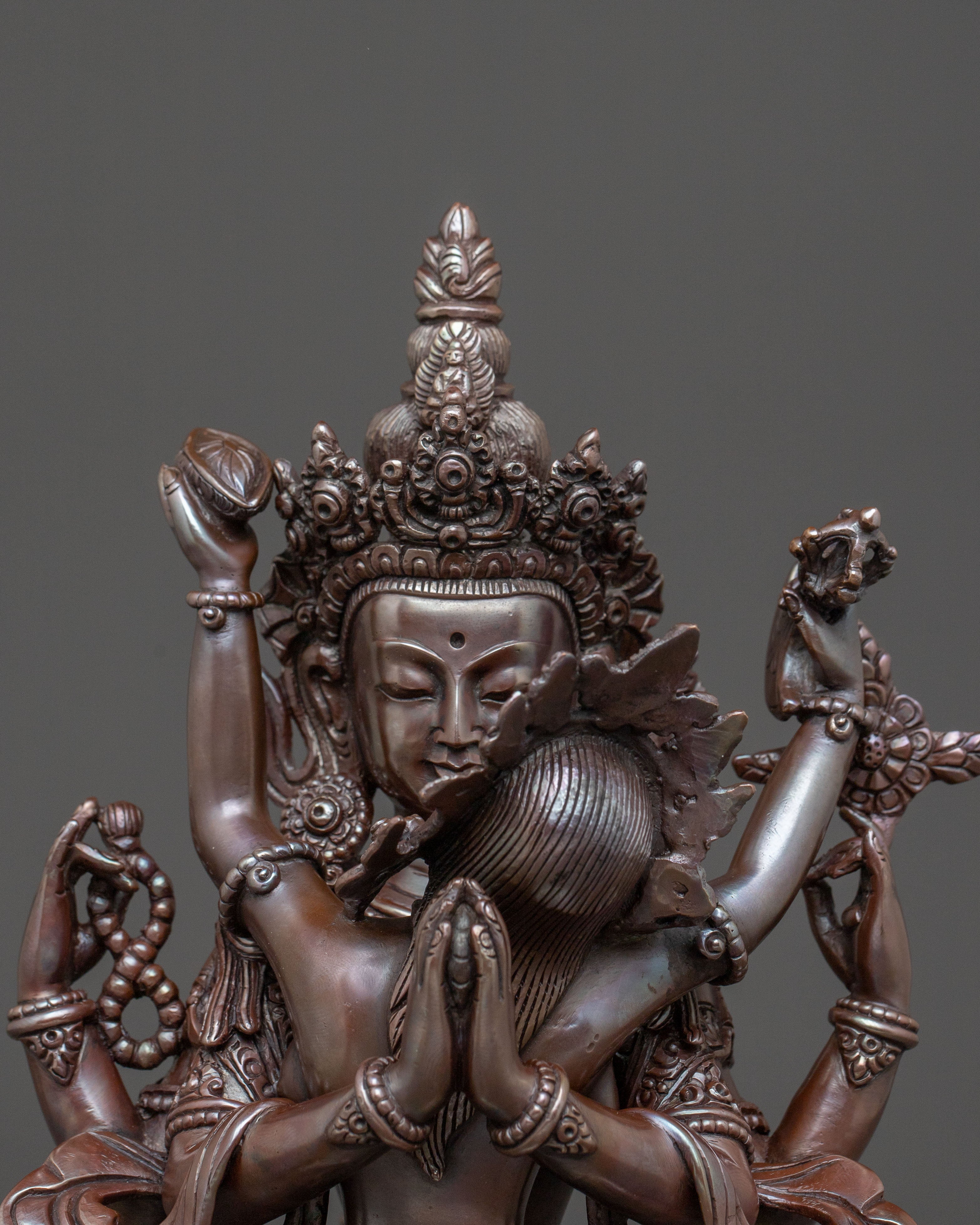 Chenrezig With Consort Statue: Compassion Deity