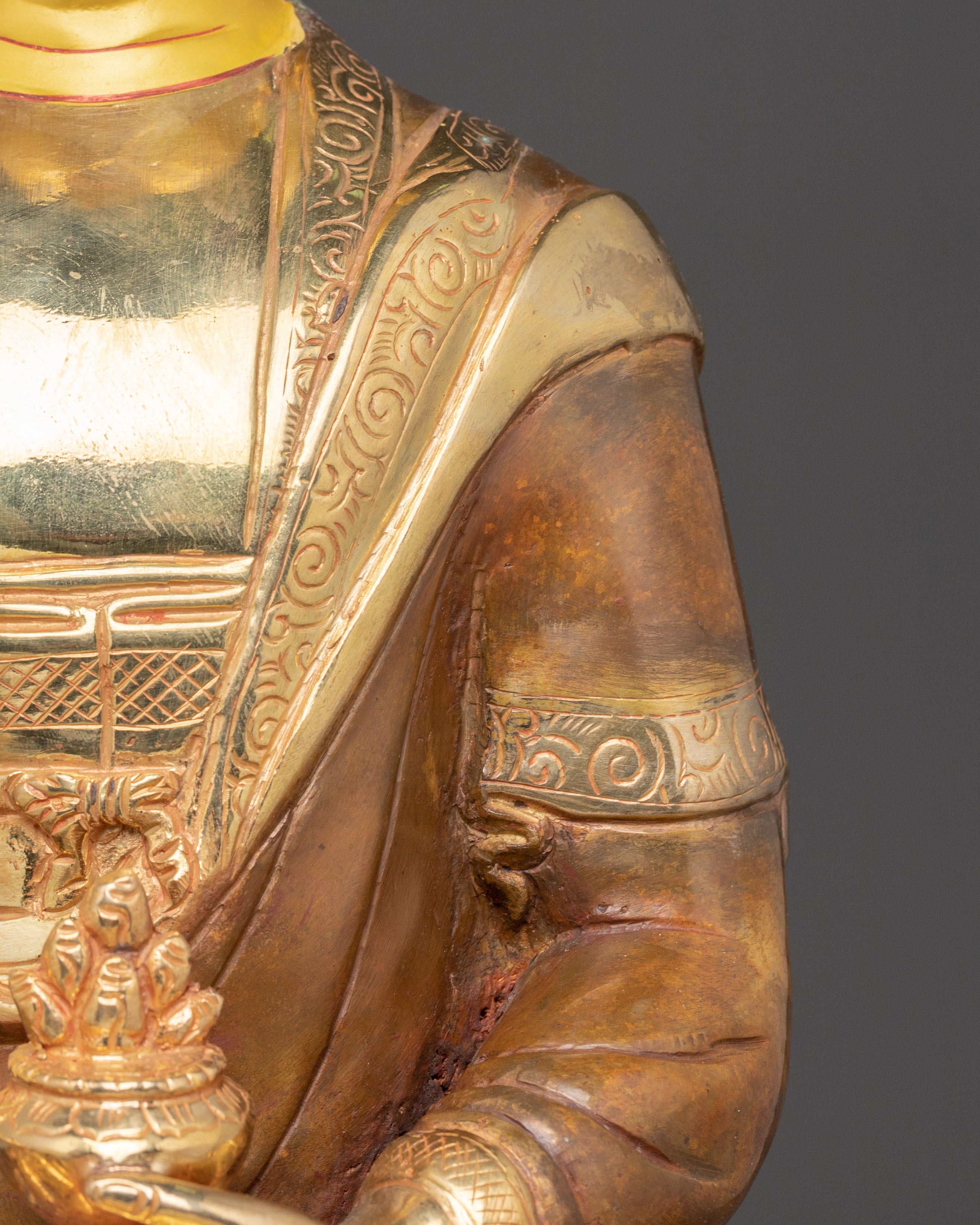 Healing Buddha Handcrafted Statue | Oxidized Copper with Gemstones