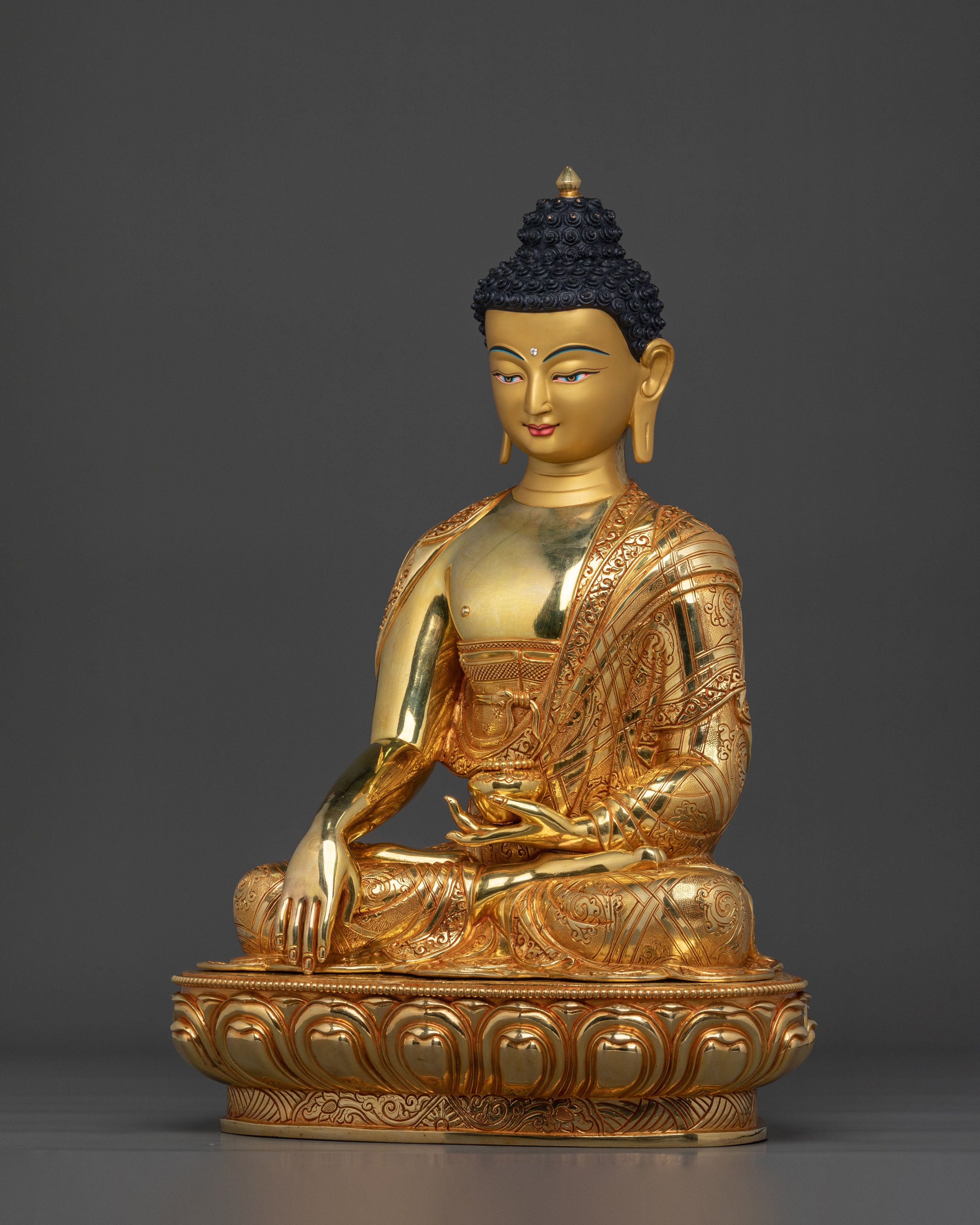 Hand Carved Shakyamuni Buddha Himalayan Statue