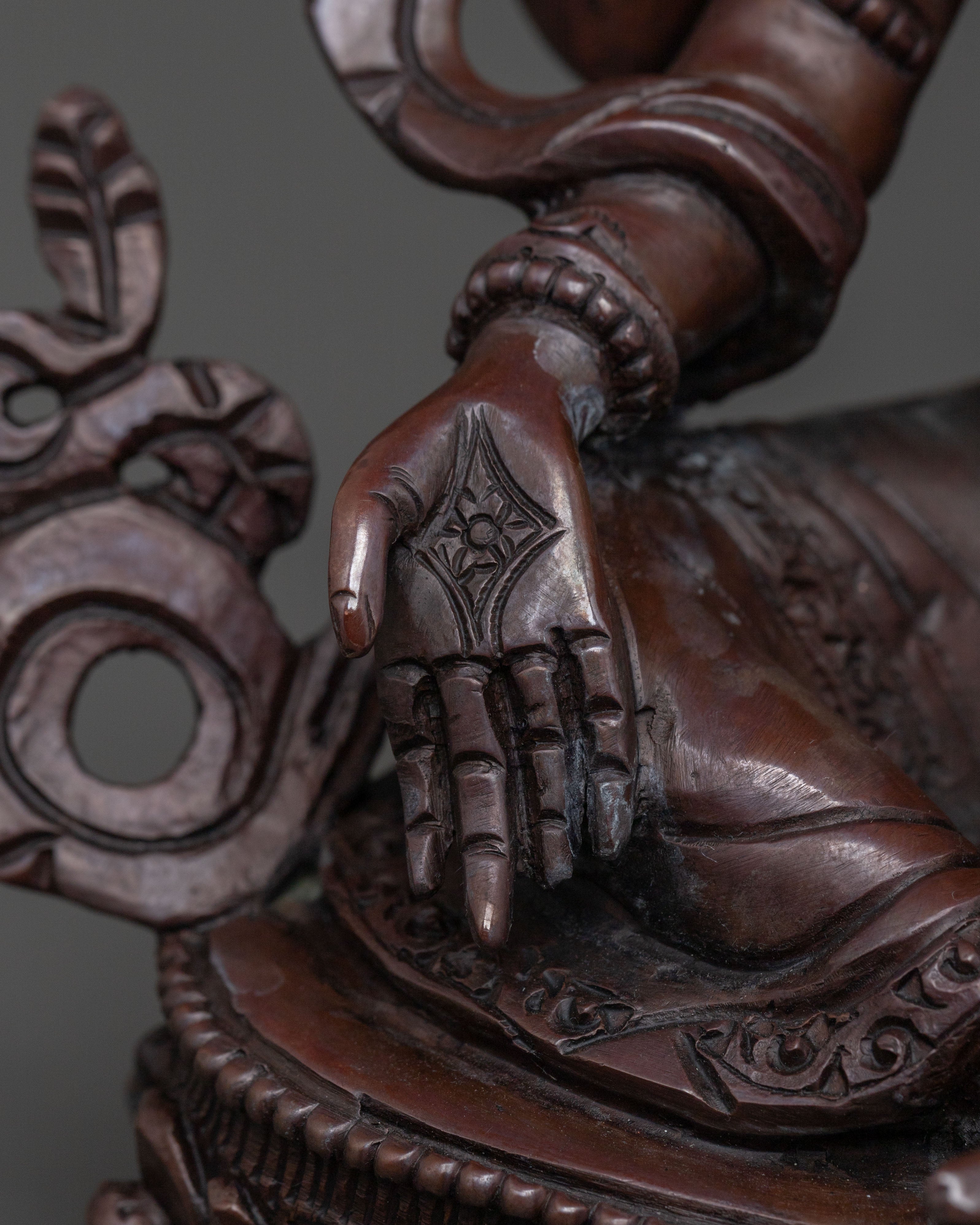 Laxmi Devi Handcrafted Statue in Oxidized Copper